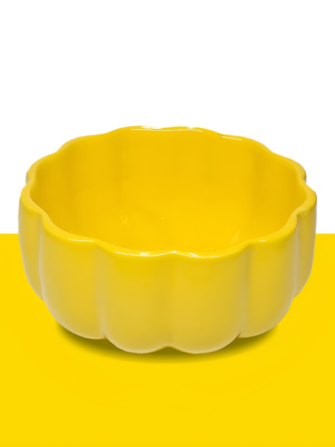 

10club Ceramic 1 Piece Ceramic Glazed Kharbuja Serving Bowl, Yellow