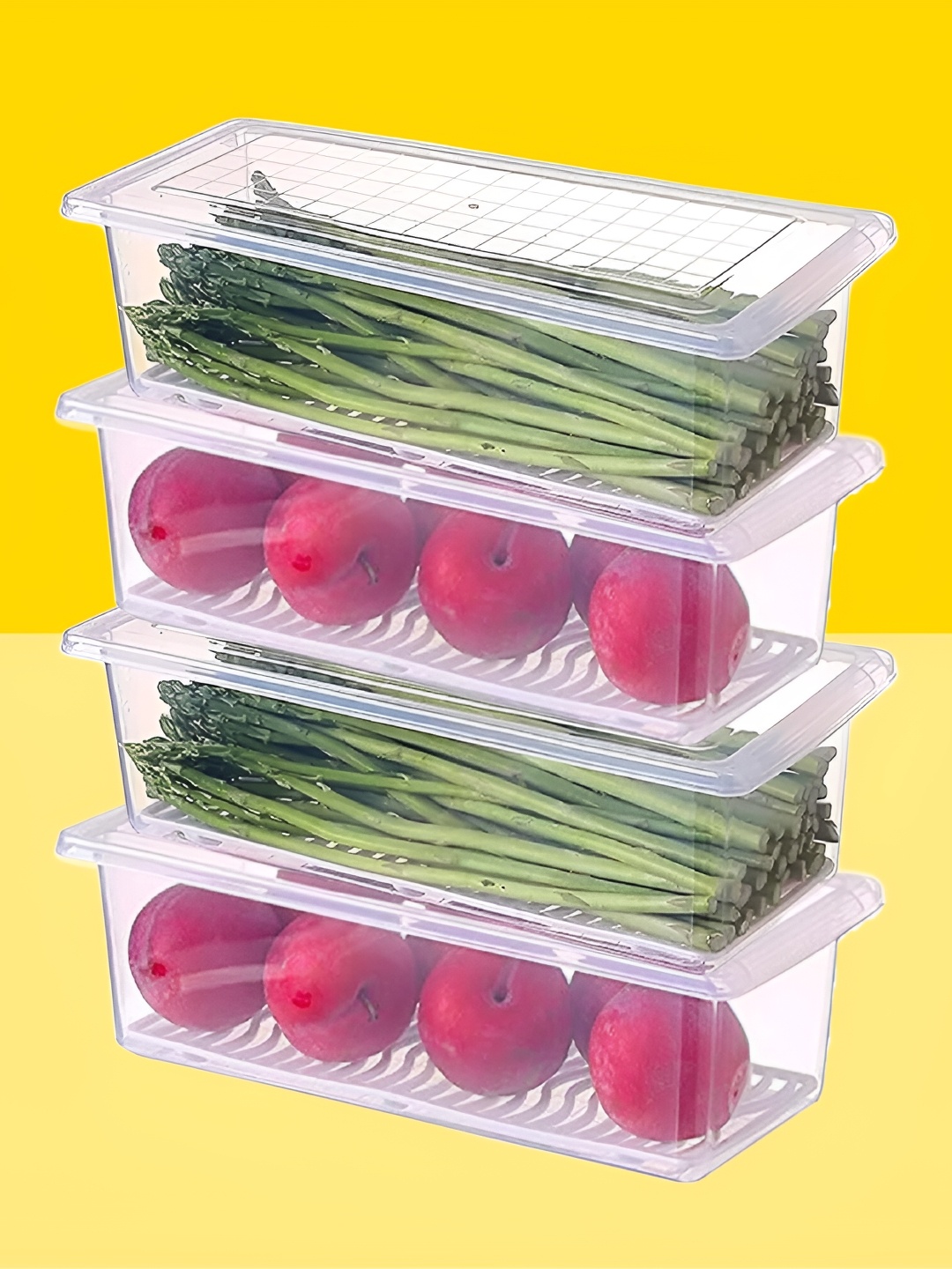 

10club Food Lid & Drain Plate Fridge Storage Container, White
