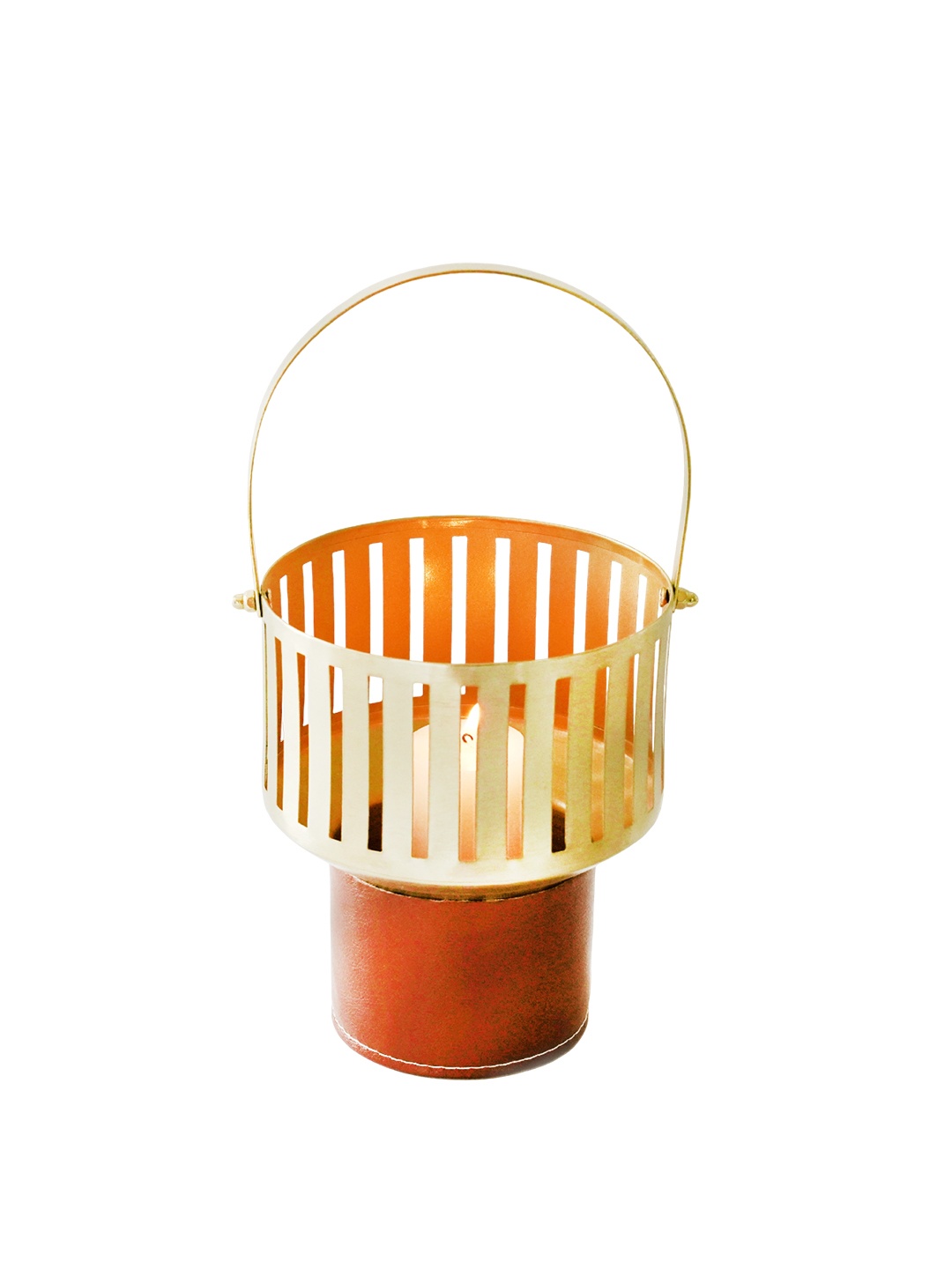 

10club Gold-Toned Brown Metal Candle Holder