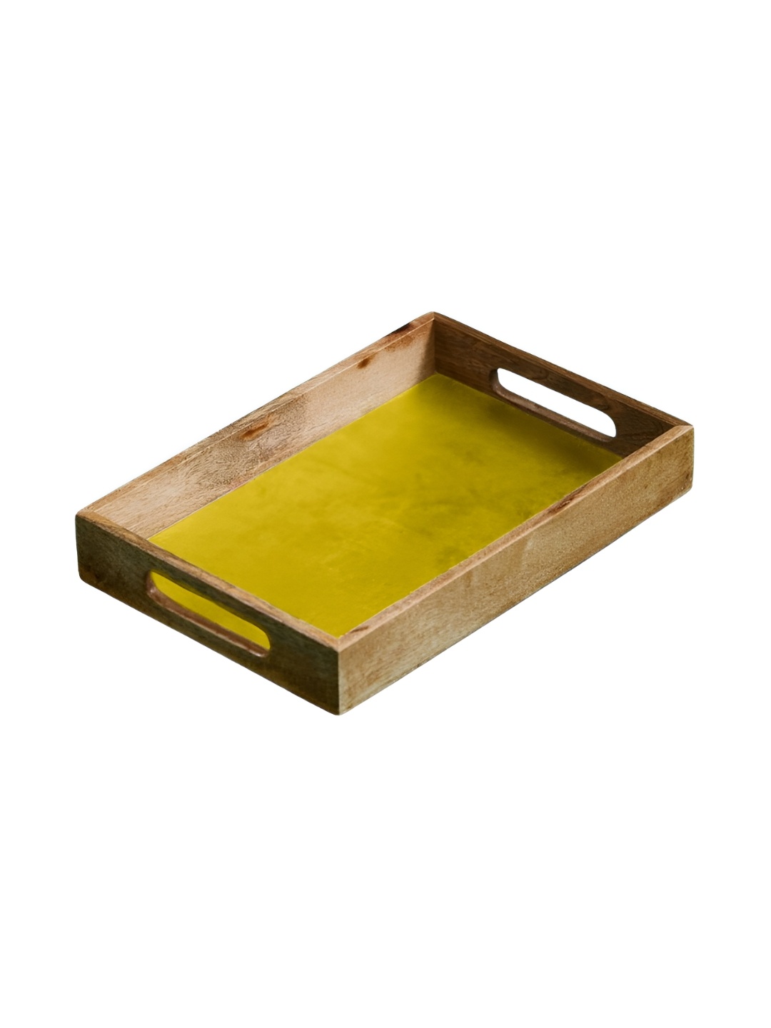 

10club Yellow Wooden Rectangle Serving Tray