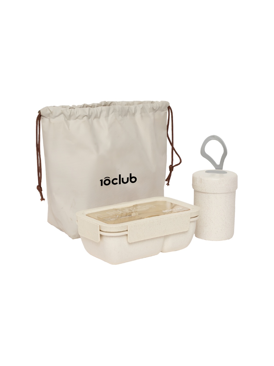

10club Bamboo Lunch Box with Cup & Bag, Beige