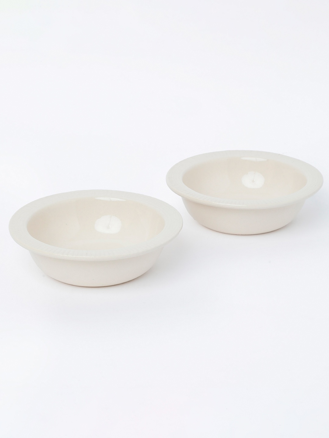 

10club Set of 2 Beige Ceramic Glazed Kharbuja Snack Bowls