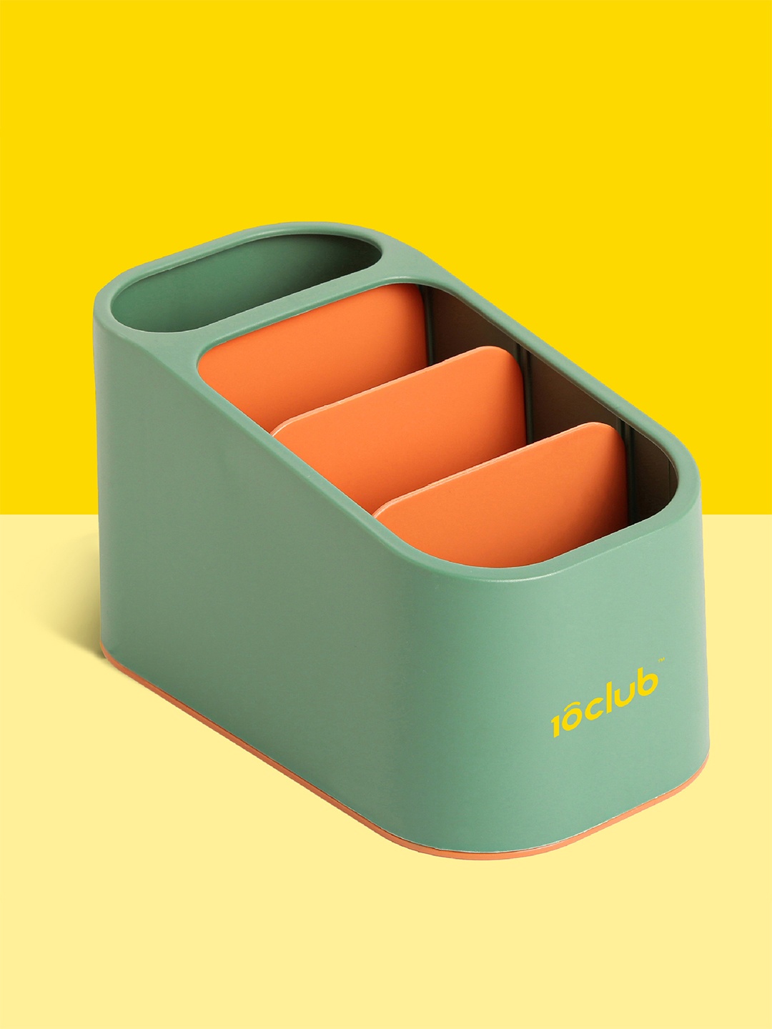 

10club Green & Orange 2 Compartments Toothbrush Holder