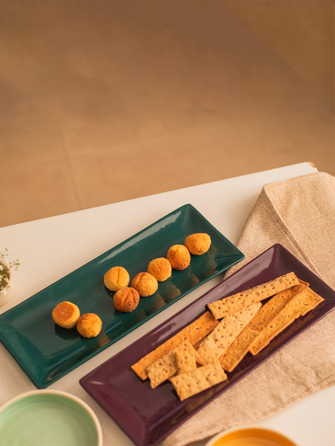 

10club Green Rectangular Glazed Ceramic Platter