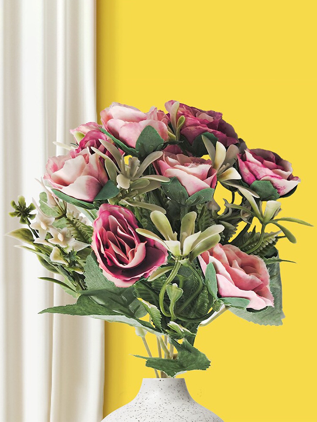

10club Purple Artificial Rose and Fern Flowers