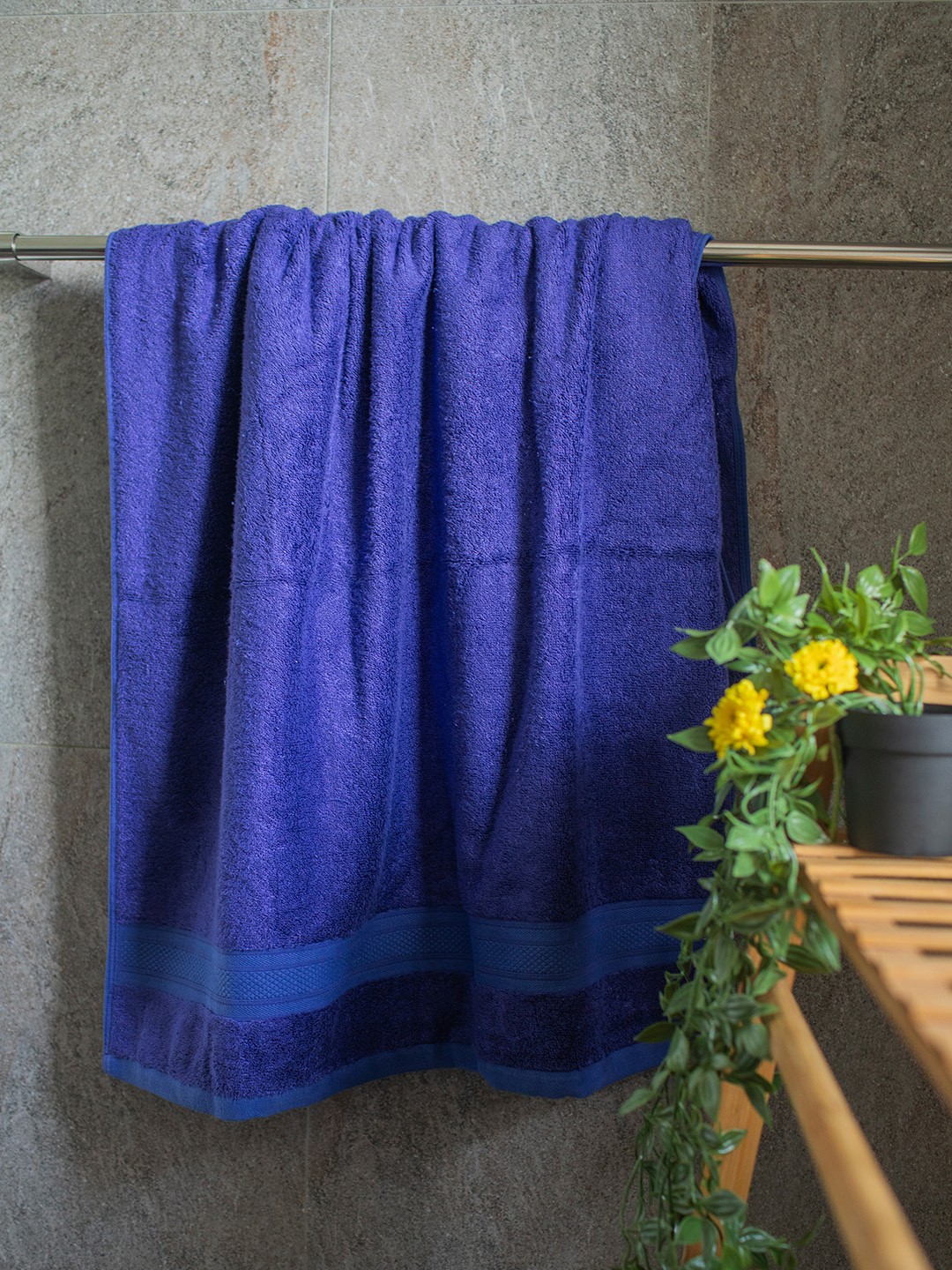 

10club 1 pc Navy Blue Bamboo Bath Towel