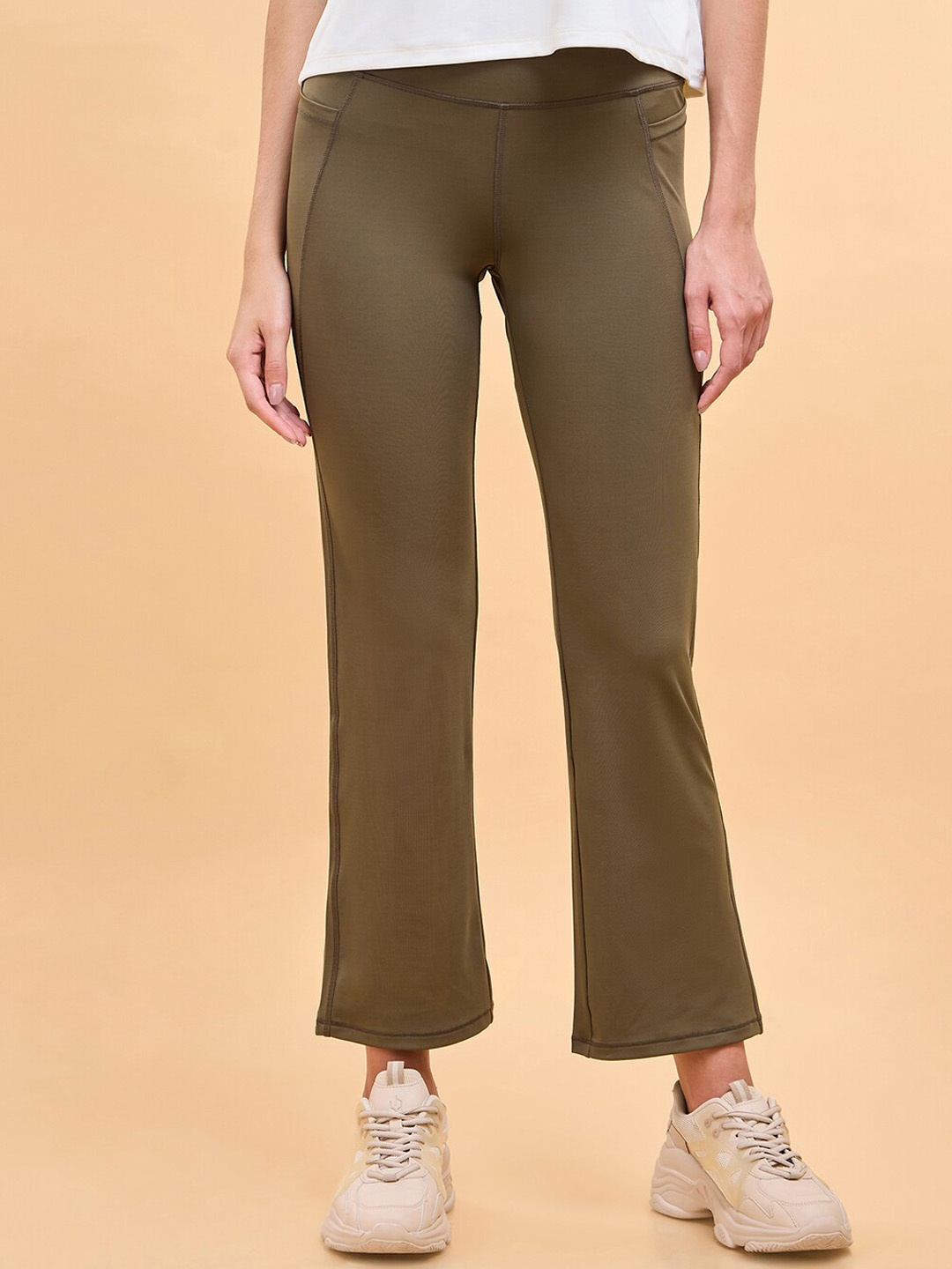 Enamor Women Dry Fit Boot Cut Track Pant, Olive