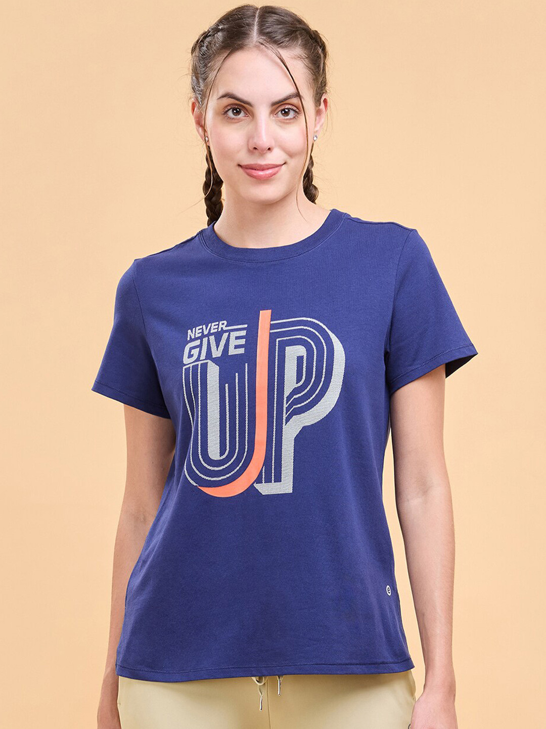 

Enamor Typography Printed Antimicrobial Cotton Sports T-shirt, Blue