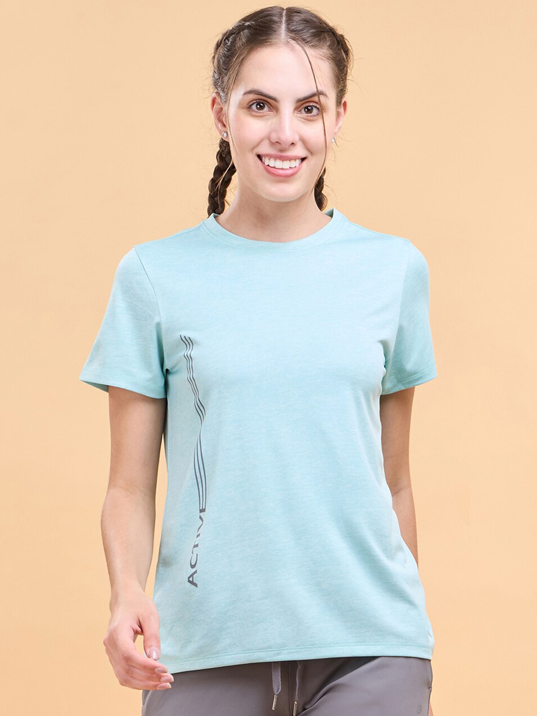 

Enamor Round Neck Dry Fit Relaxed Fit T-shirt, Turquoise blue