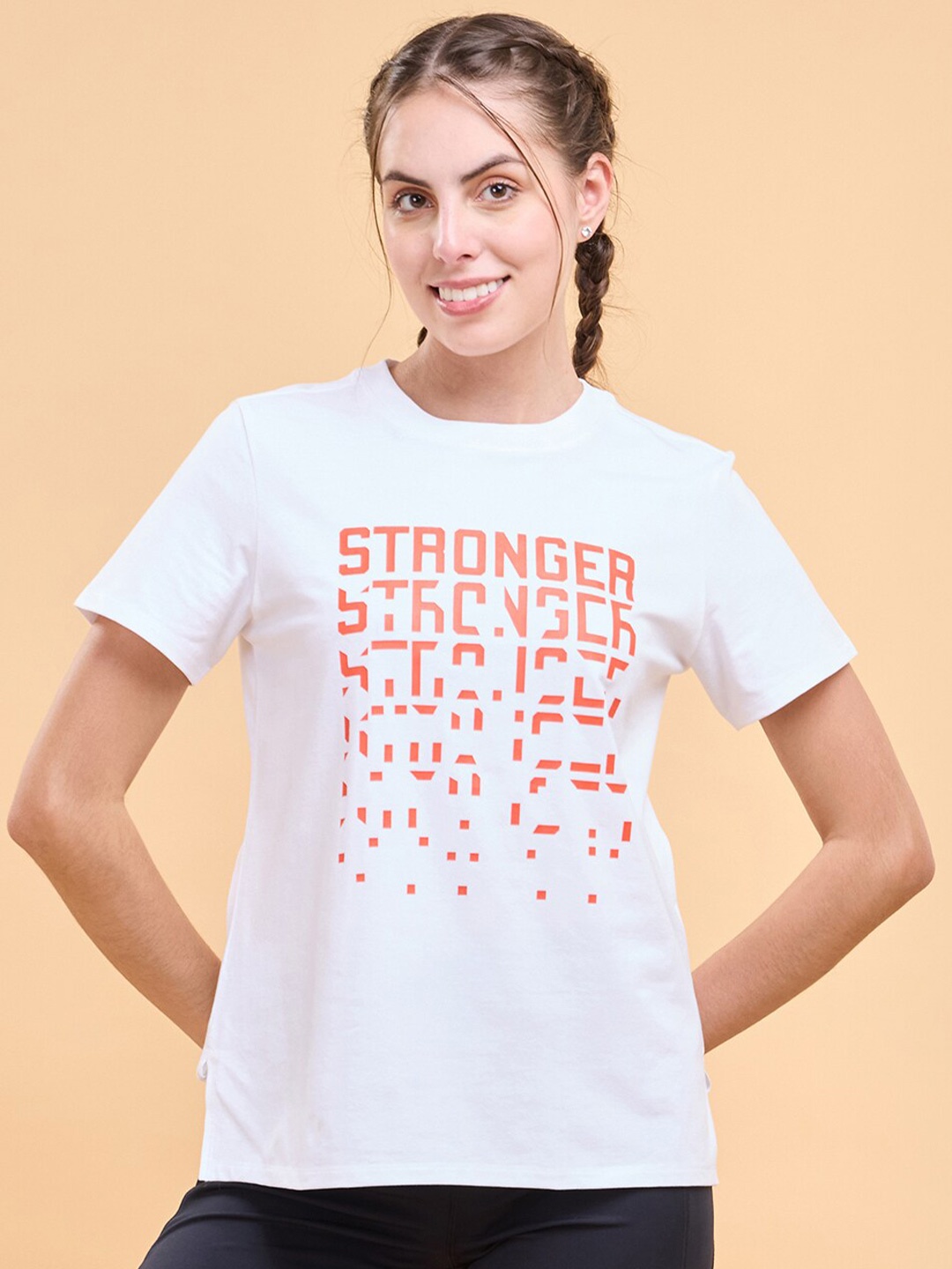 Enamor Typography Printed Antimicrobial Relaxed Fit Cotton T-shirt, White