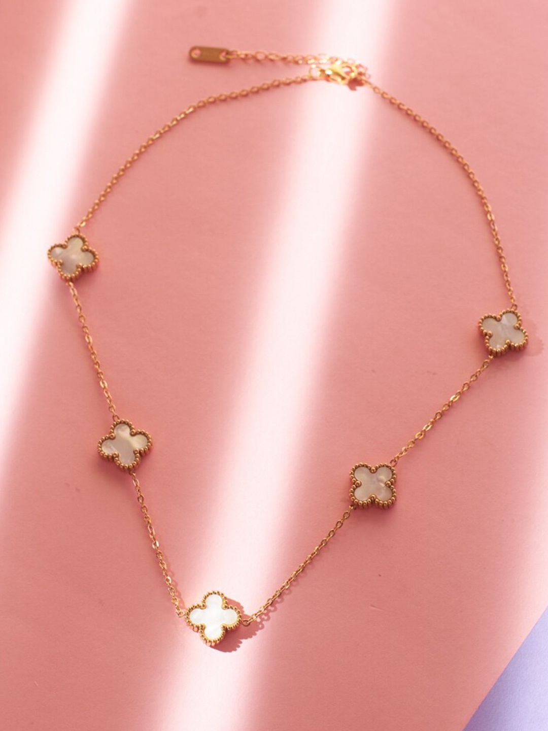 

SALTY Mother of Pearl Clover Necklace for Women, Gold