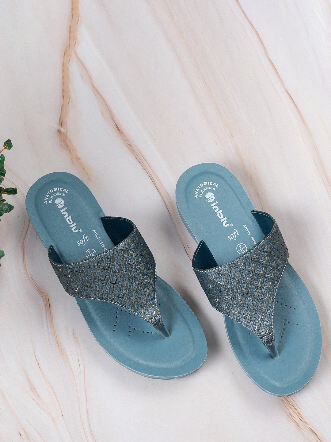 

Inblu Women Printed Open Toe Flats, Teal