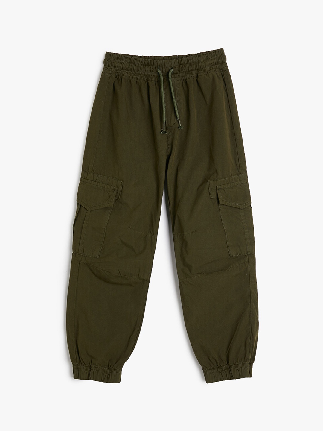 

Koton Boys Mid-Rise Pure Cotton Cargos Joggers, Olive