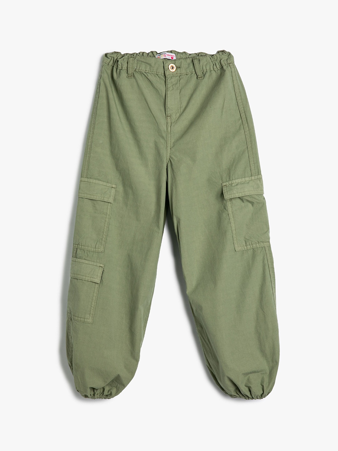 

Koton Girls Mid-Rise Pure Cotton Cargo Joggers, Green