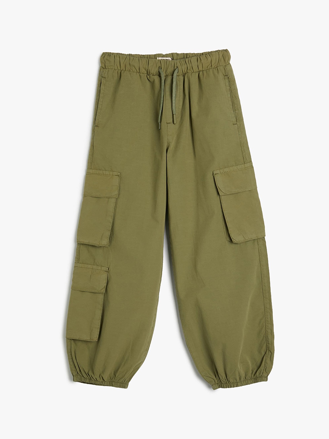 

Koton Boys Mid-Rise Pure Cotton Cargo Joggers, Khaki