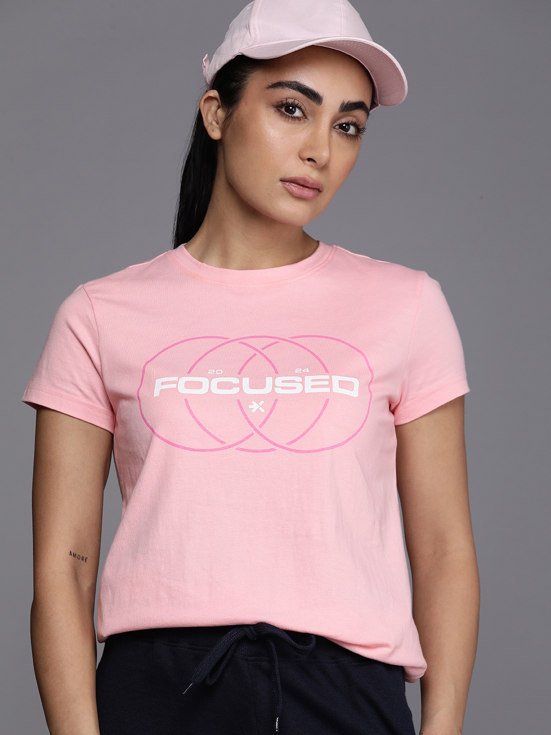 

HRX by Hrithik Roshan Lifestyle Typography Printed T-shirt, Rose