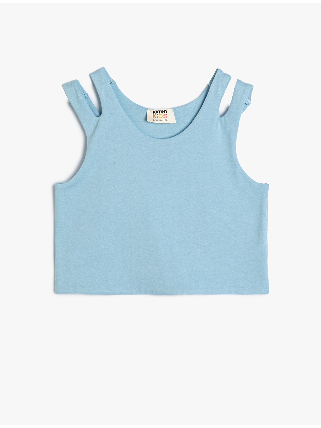 

Koton Girls Round Neck Cotton Top, Blue