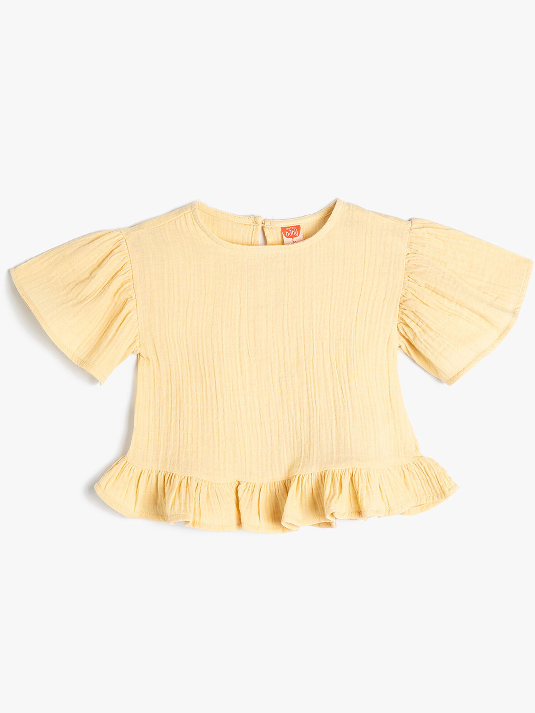 

Koton Girls Ruffled Flared Sleeves A-Line Top, Yellow