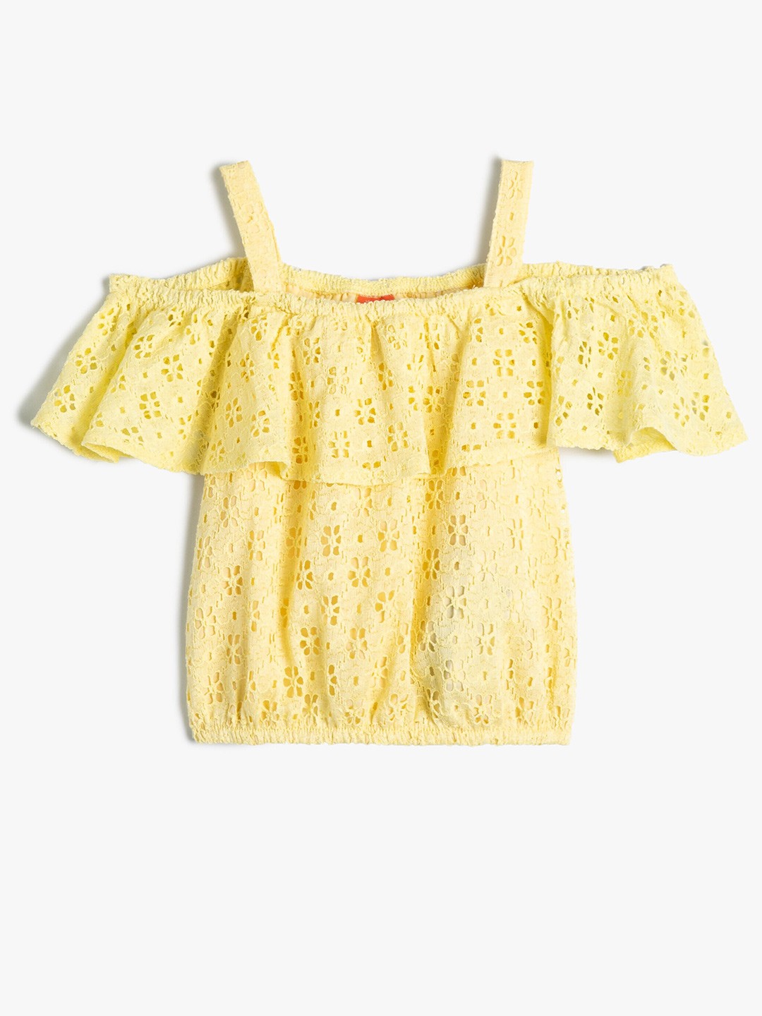 

Koton Girls Floral Shoulder Straps Short Sleeves Cotton Top, Yellow