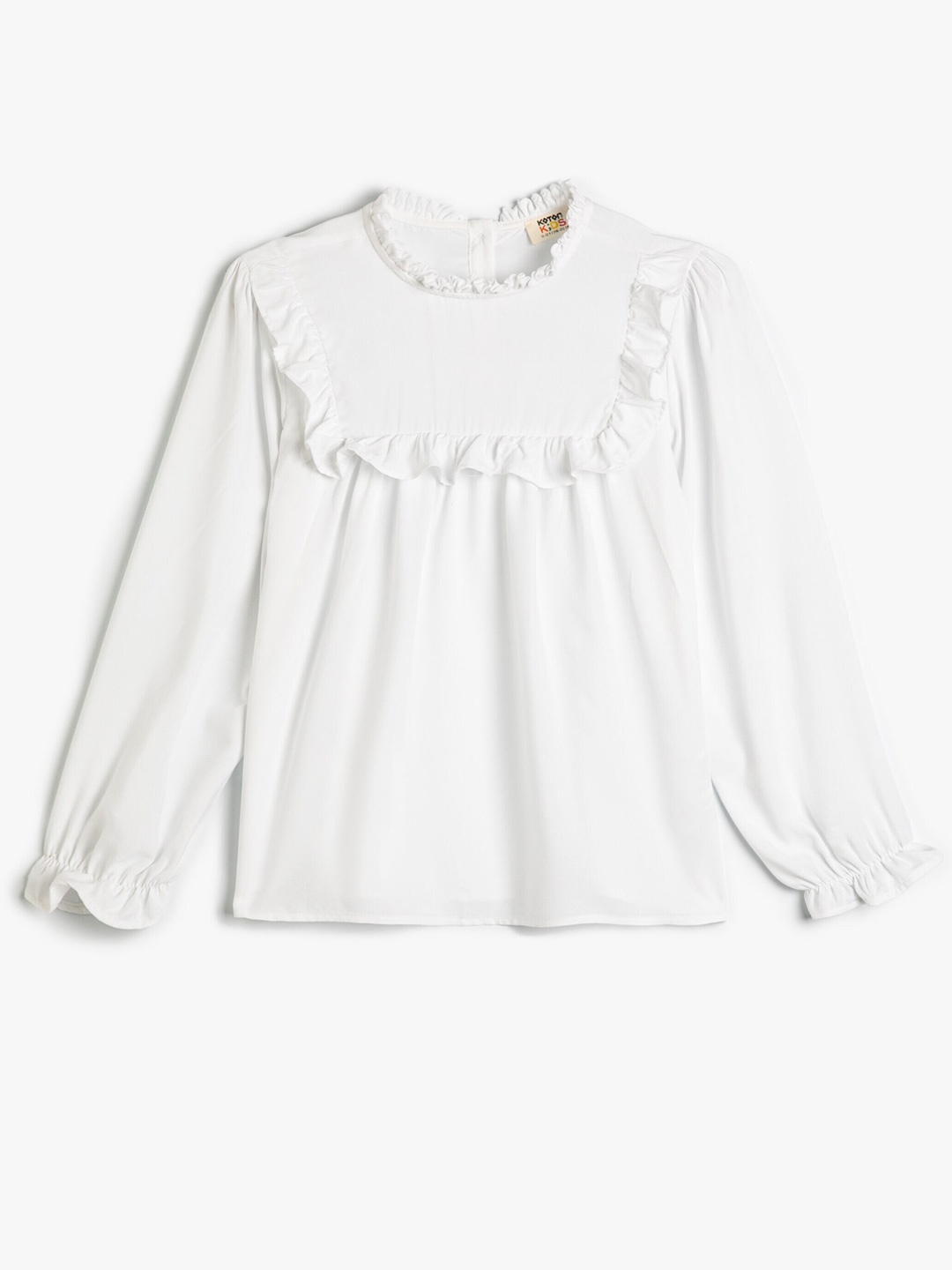 

Koton Girls Round Neck Puff Sleeve Regular Top, White