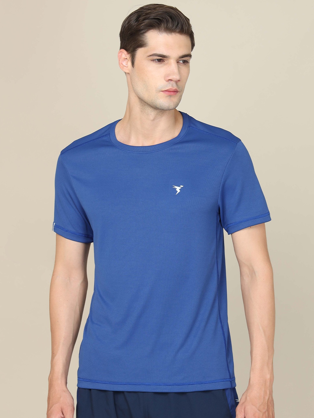 

Technosport Round Neck Short Sleeves Slim Fit Rapid-Dry Sports T-shirt, Blue