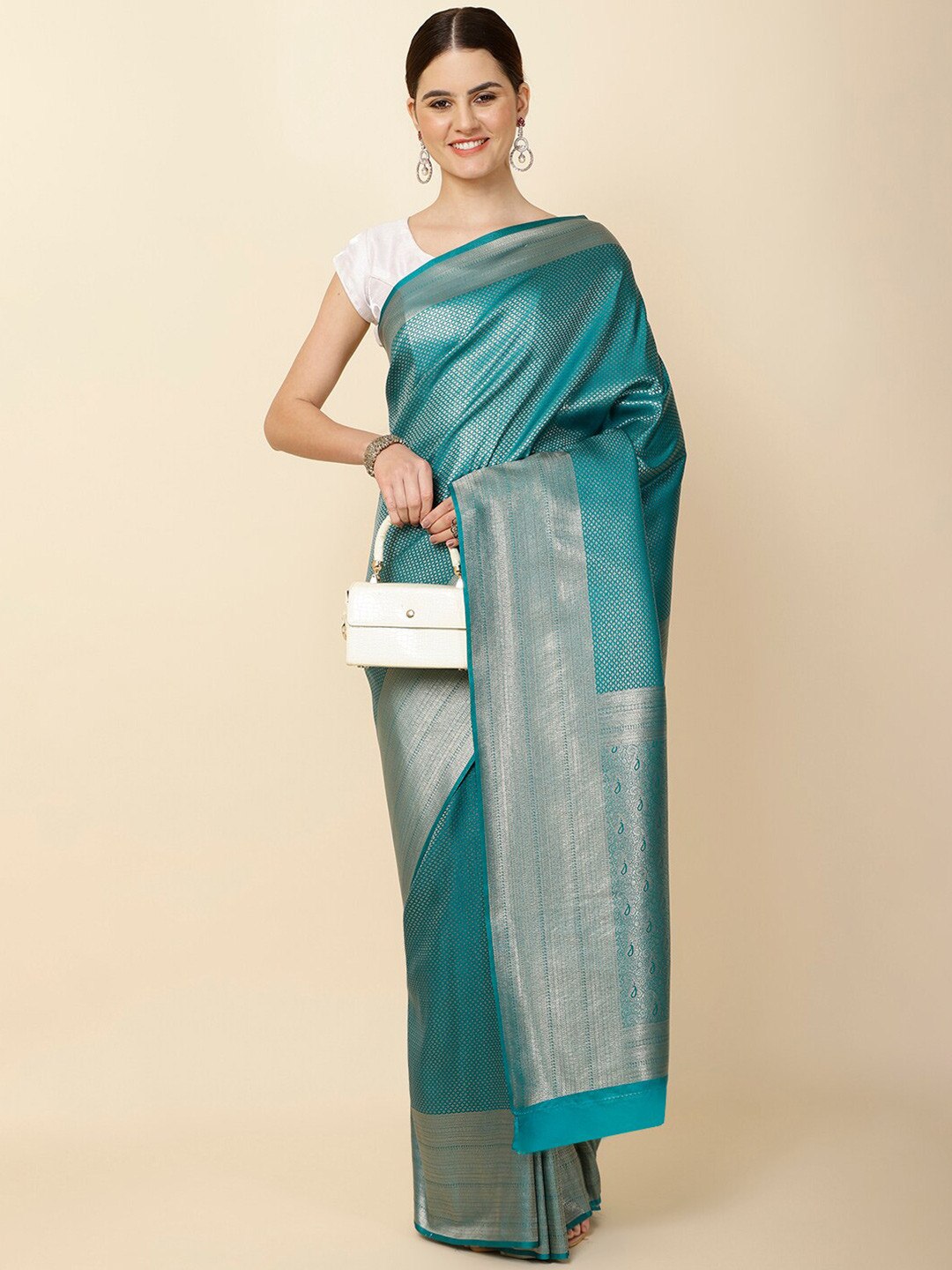 

Meena Bazaar Woven Design Zari Saree, Blue