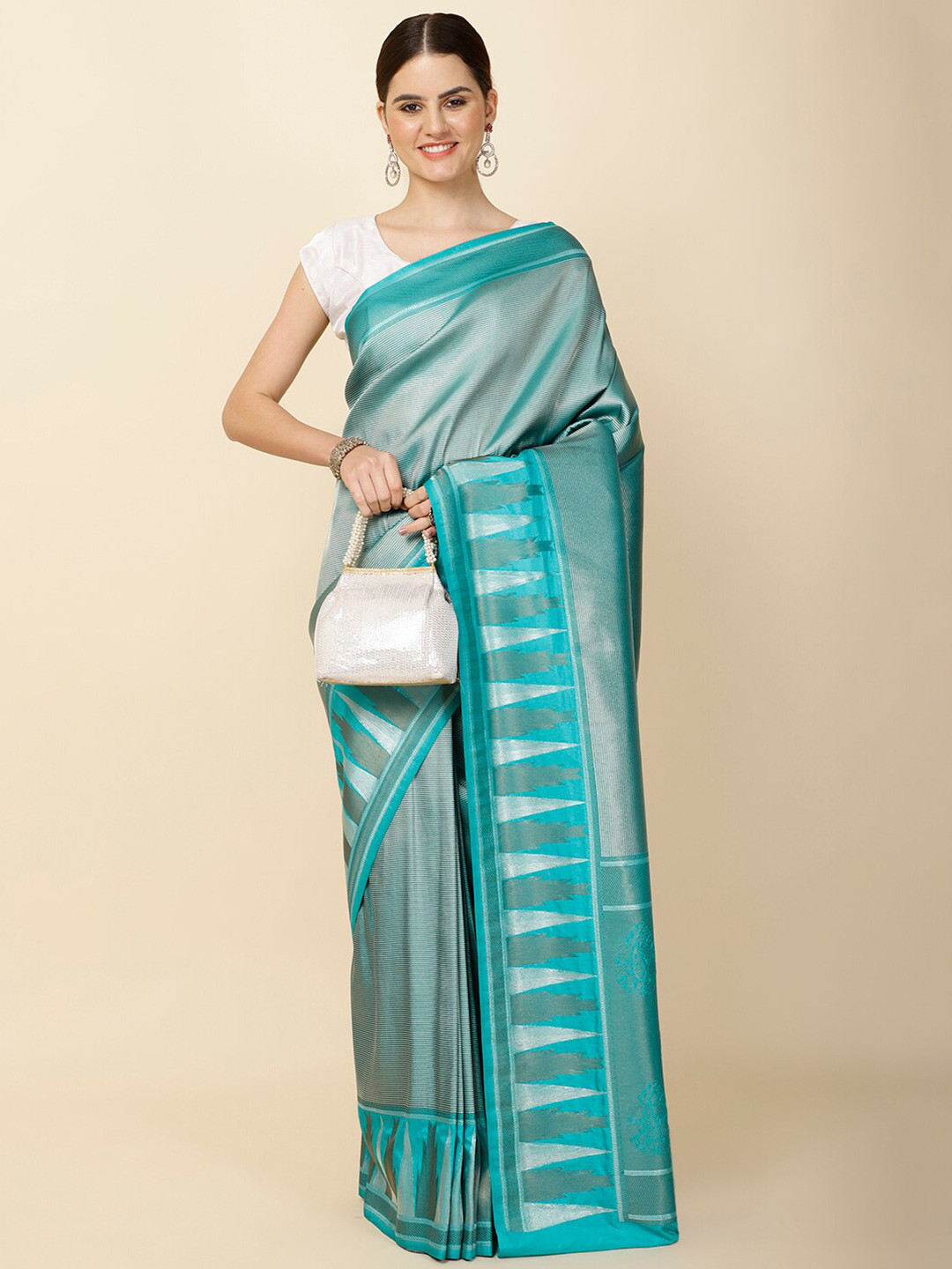 

Meena Bazaar Woven Design Saree, Blue