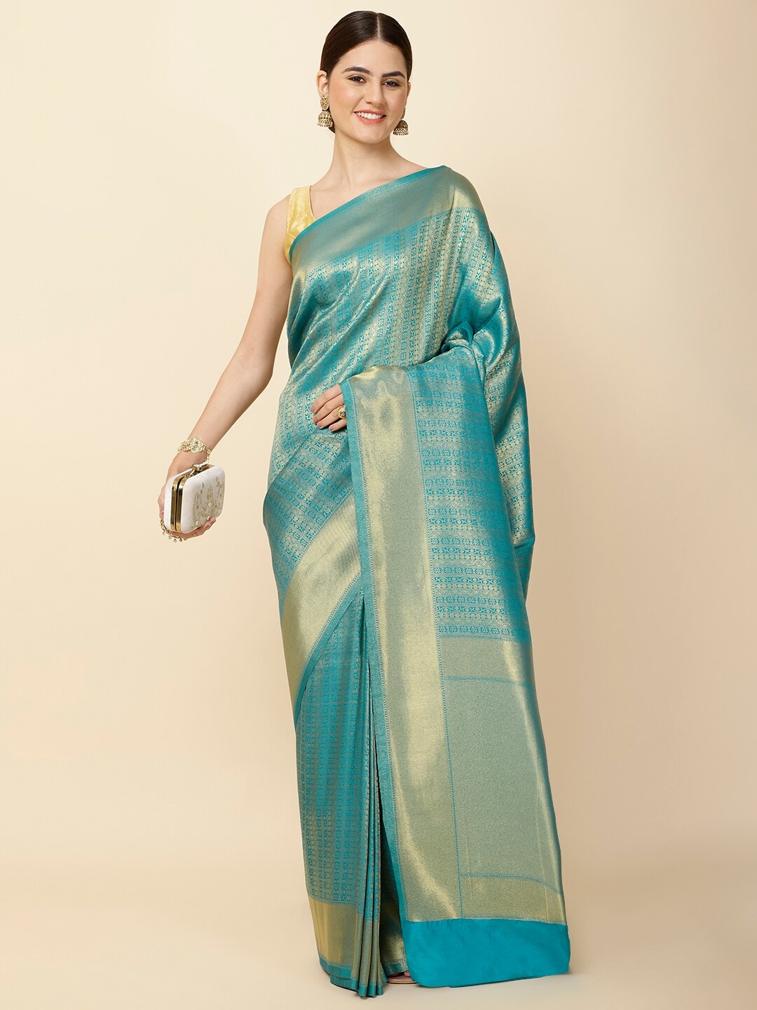 

Meena Bazaar Woven Design Zari Saree, Blue