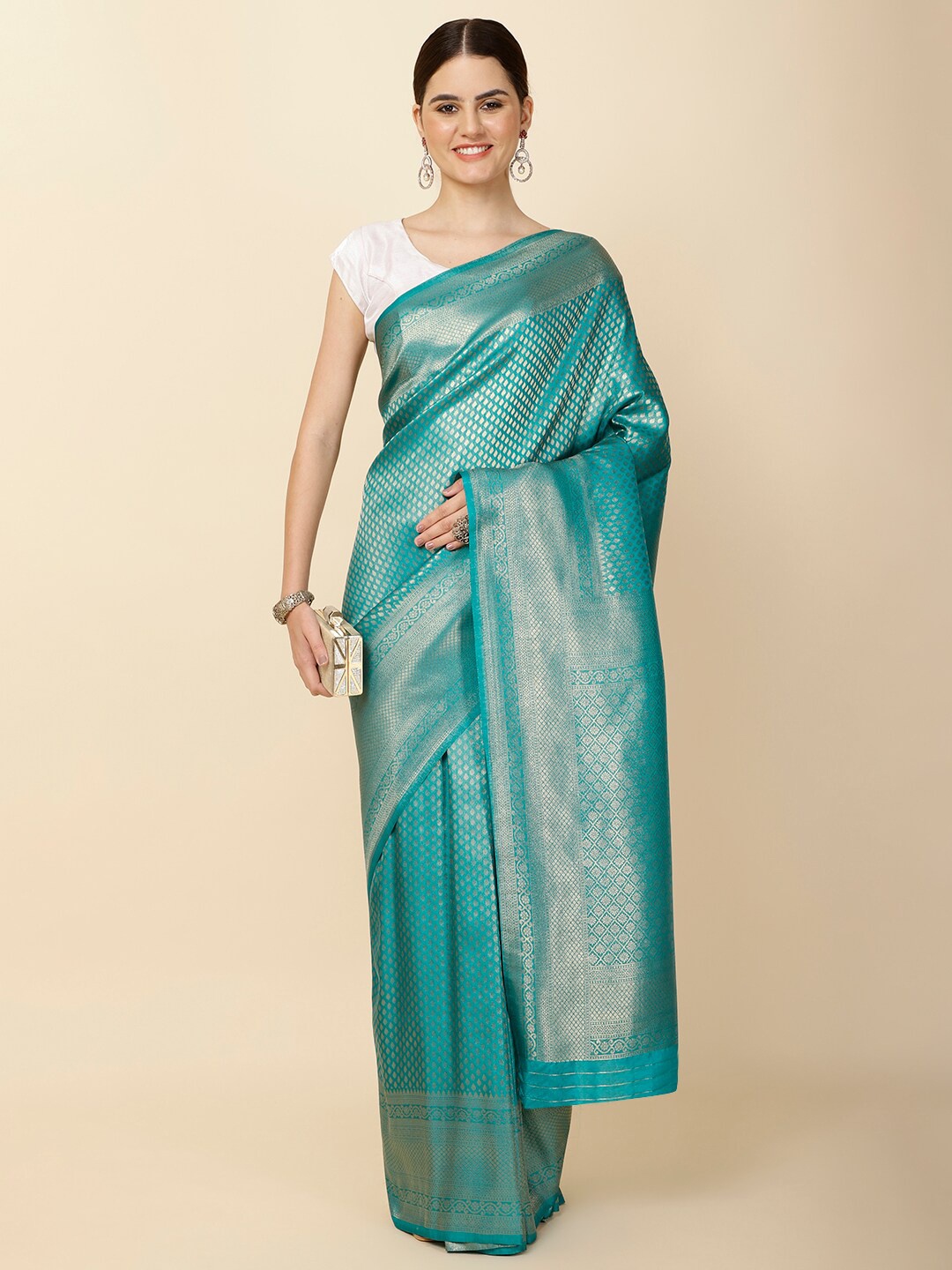 

Meena Bazaar Woven Design Zari Saree, Blue