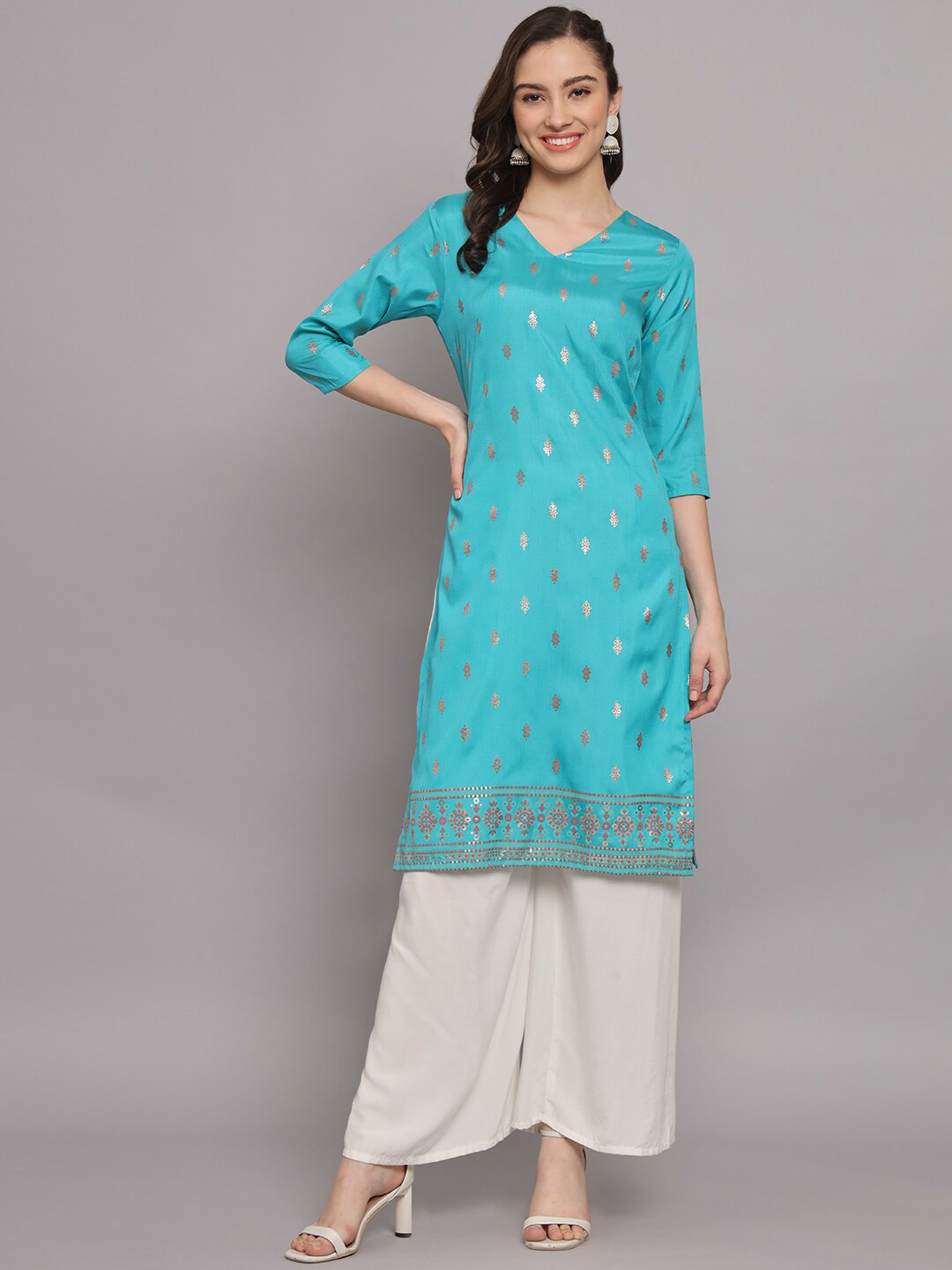 

BESUCHER Women Ethnic Motifs Printed Kurta, Blue