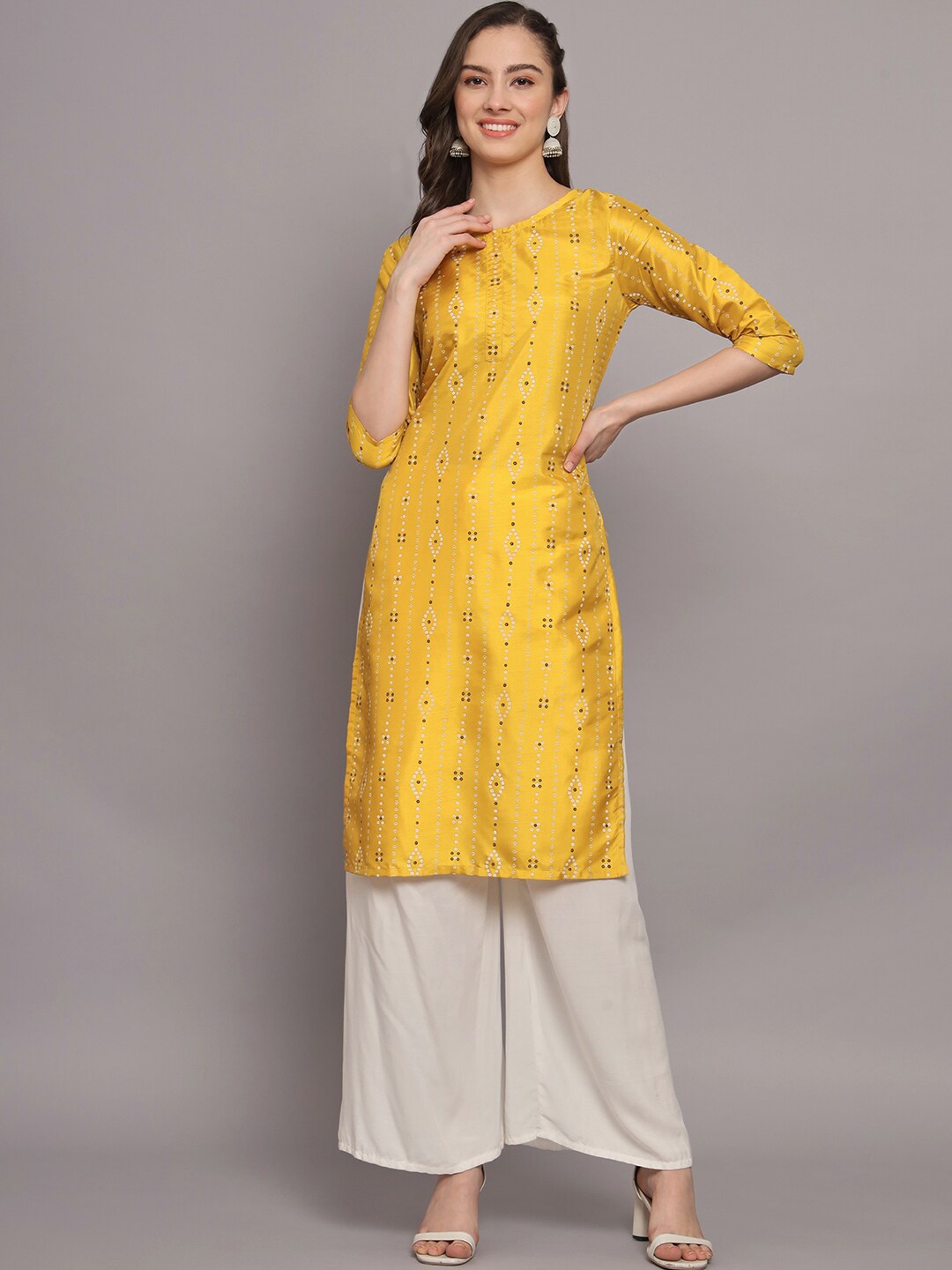 

BESUCHER Women Ethnic Motifs Printed Kurta, Yellow