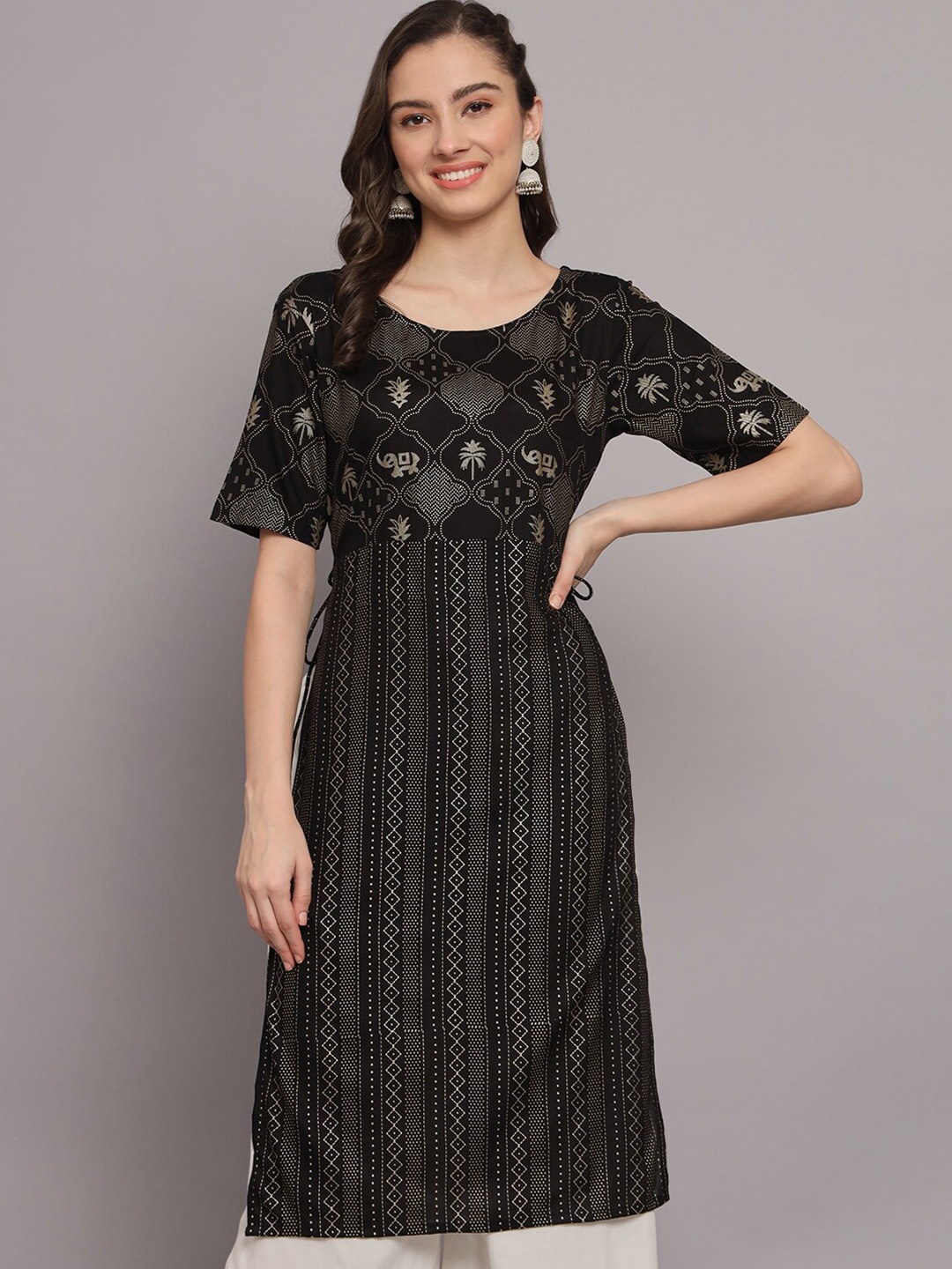 

BESUCHER Women Ethnic Motifs Printed Kurta, Black