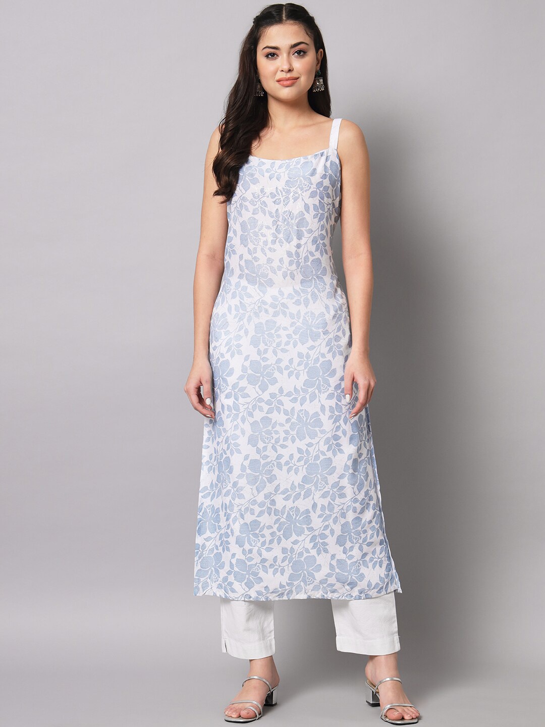 

BESUCHER Women Floral Printed Floral Kurta, Blue