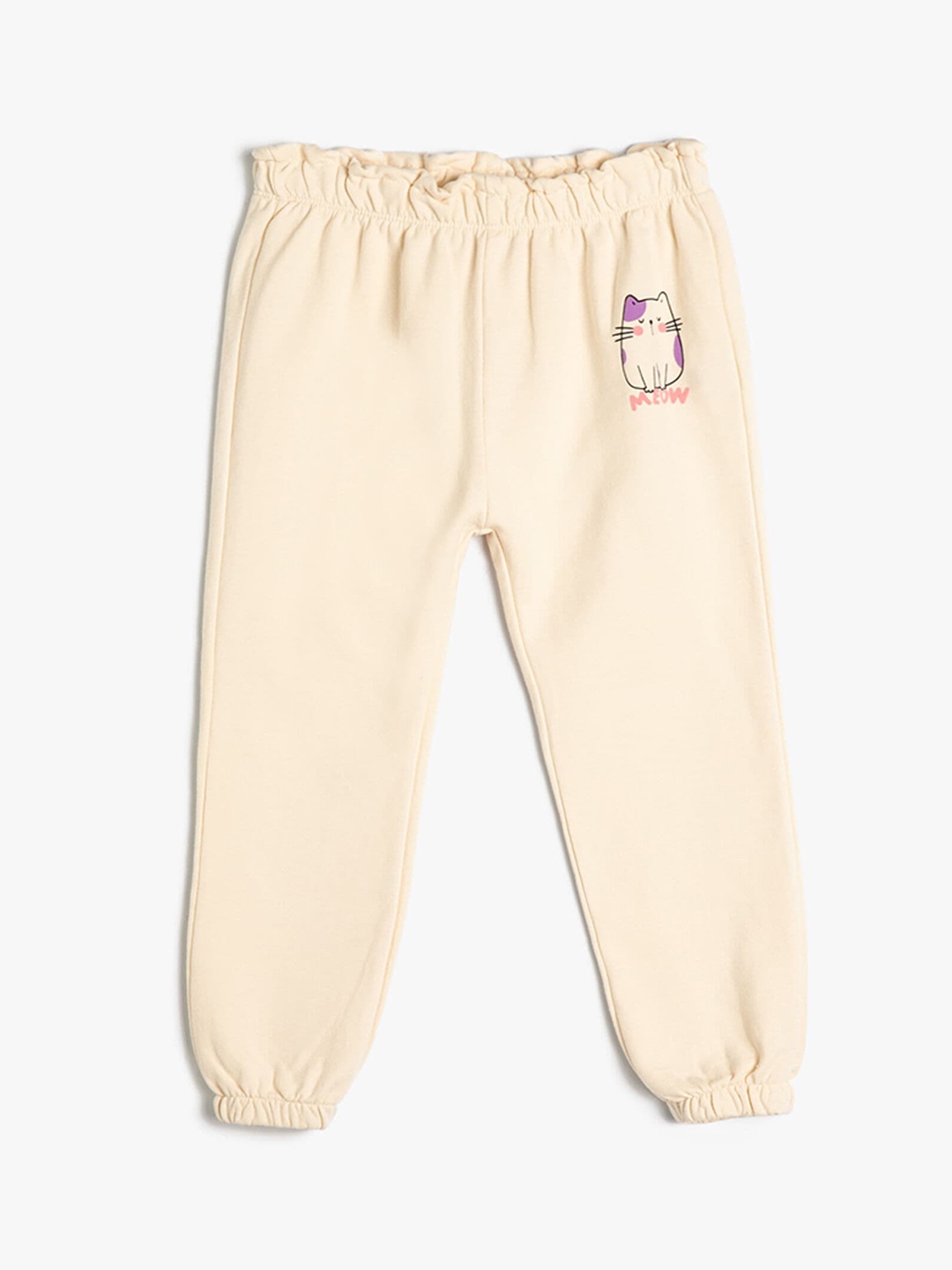 

Koton Girls Graphic Printed Pure Cotton Jogger, Beige