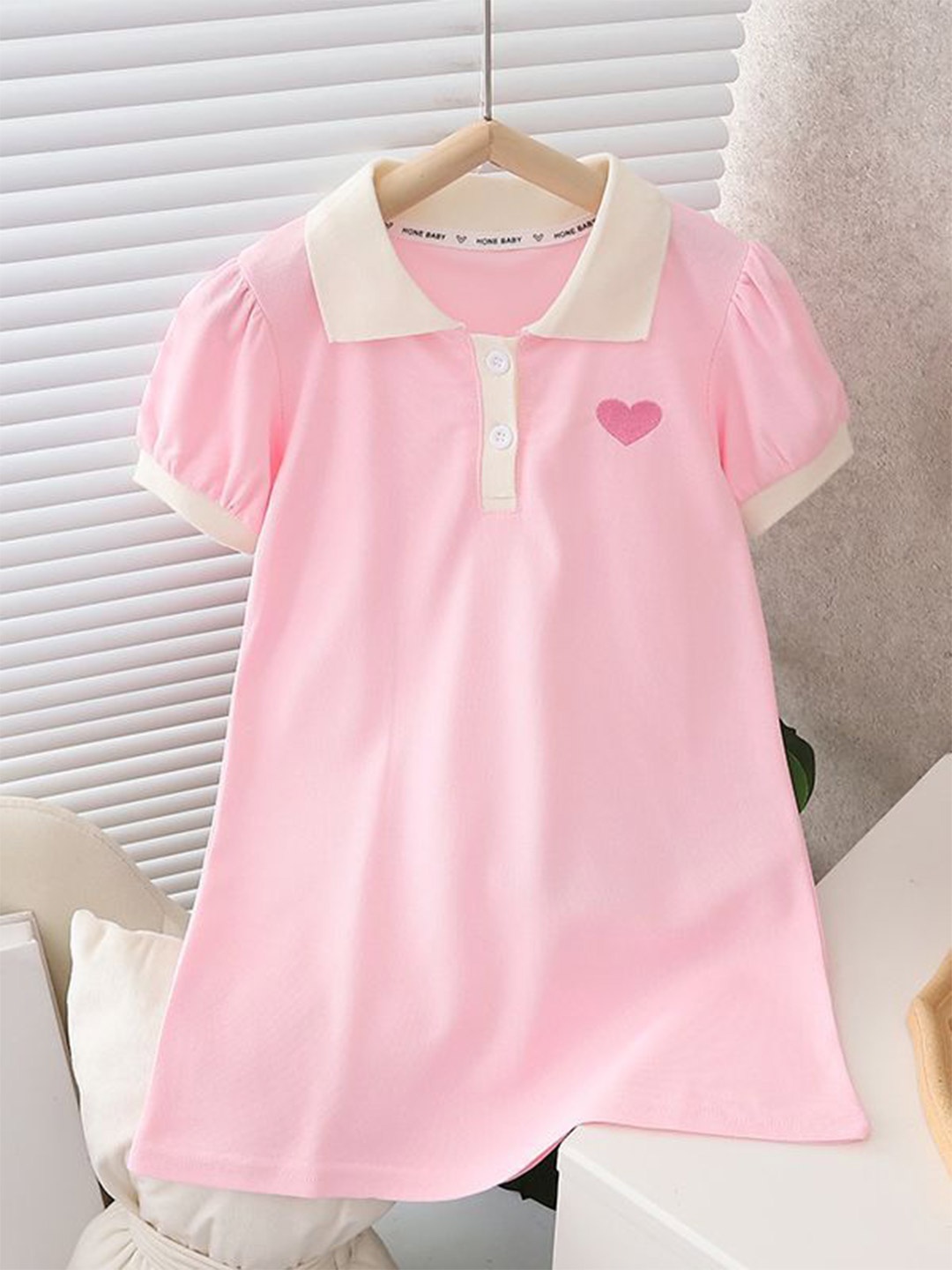 

INCLUD Girls Puff Sleeve A-Line Dress, Pink