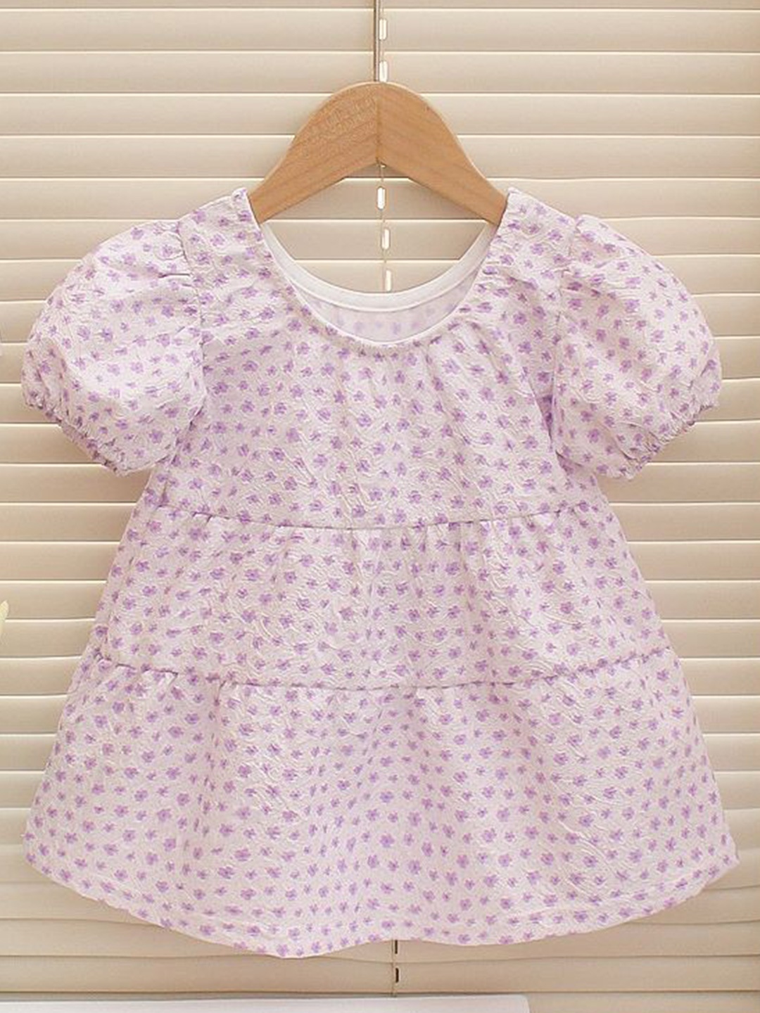 

INCLUD Girls Floral Printed Puff Sleeve A-Line Dress, Purple