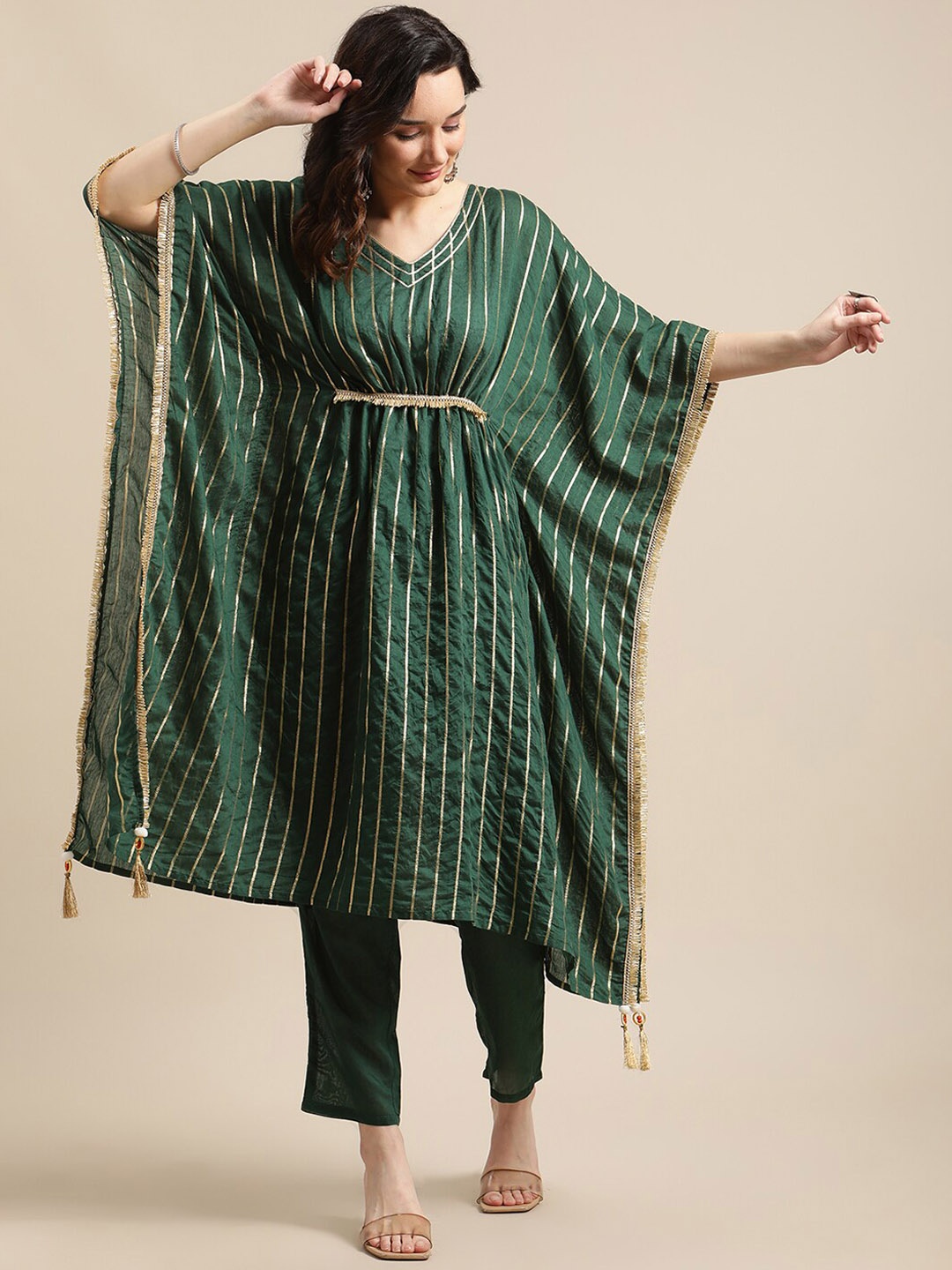 

Varanga Striped Tunic & Trousers Co-Ords, Green