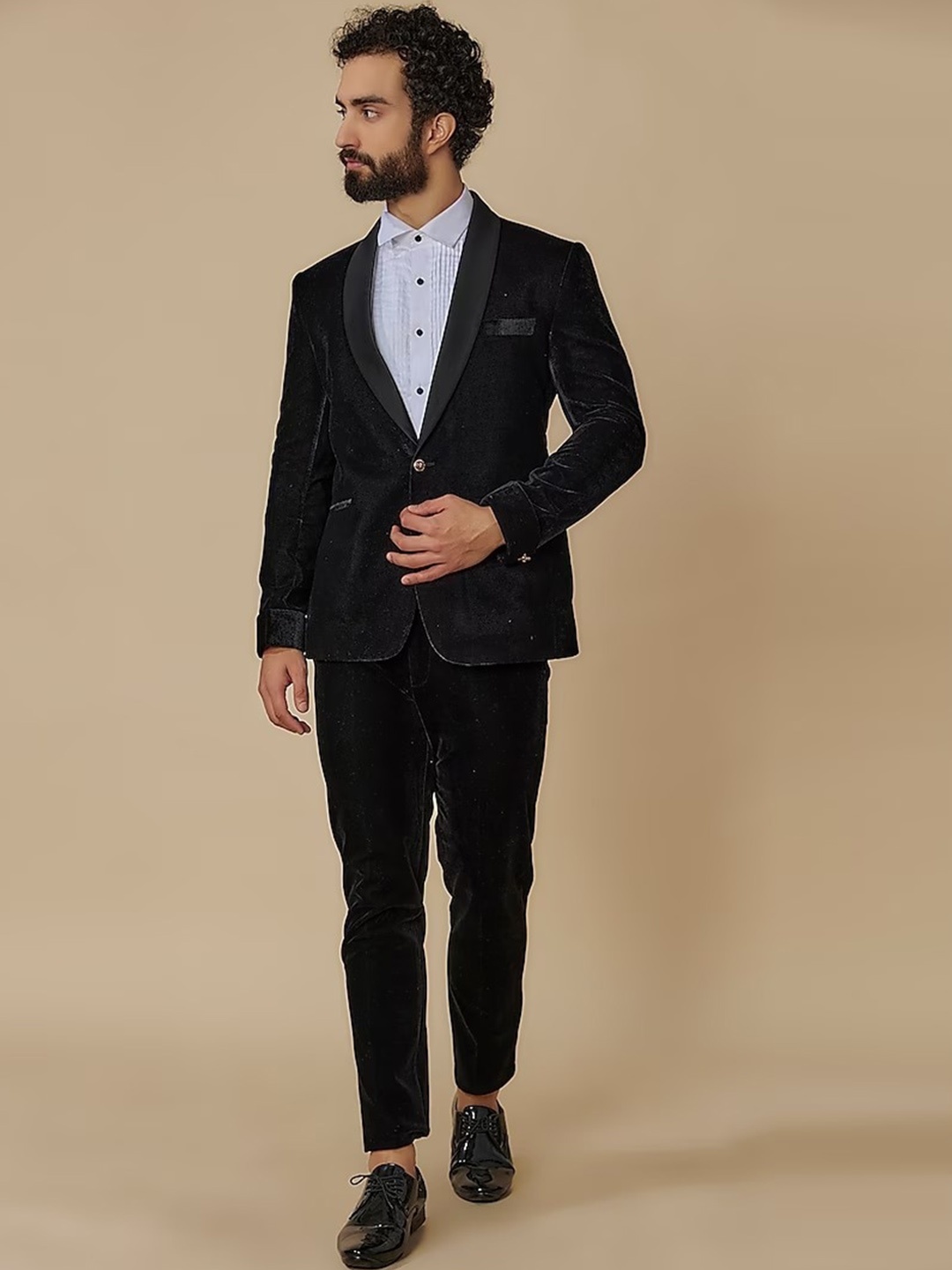 

sven suits Men Single Breasted Blazer, Black