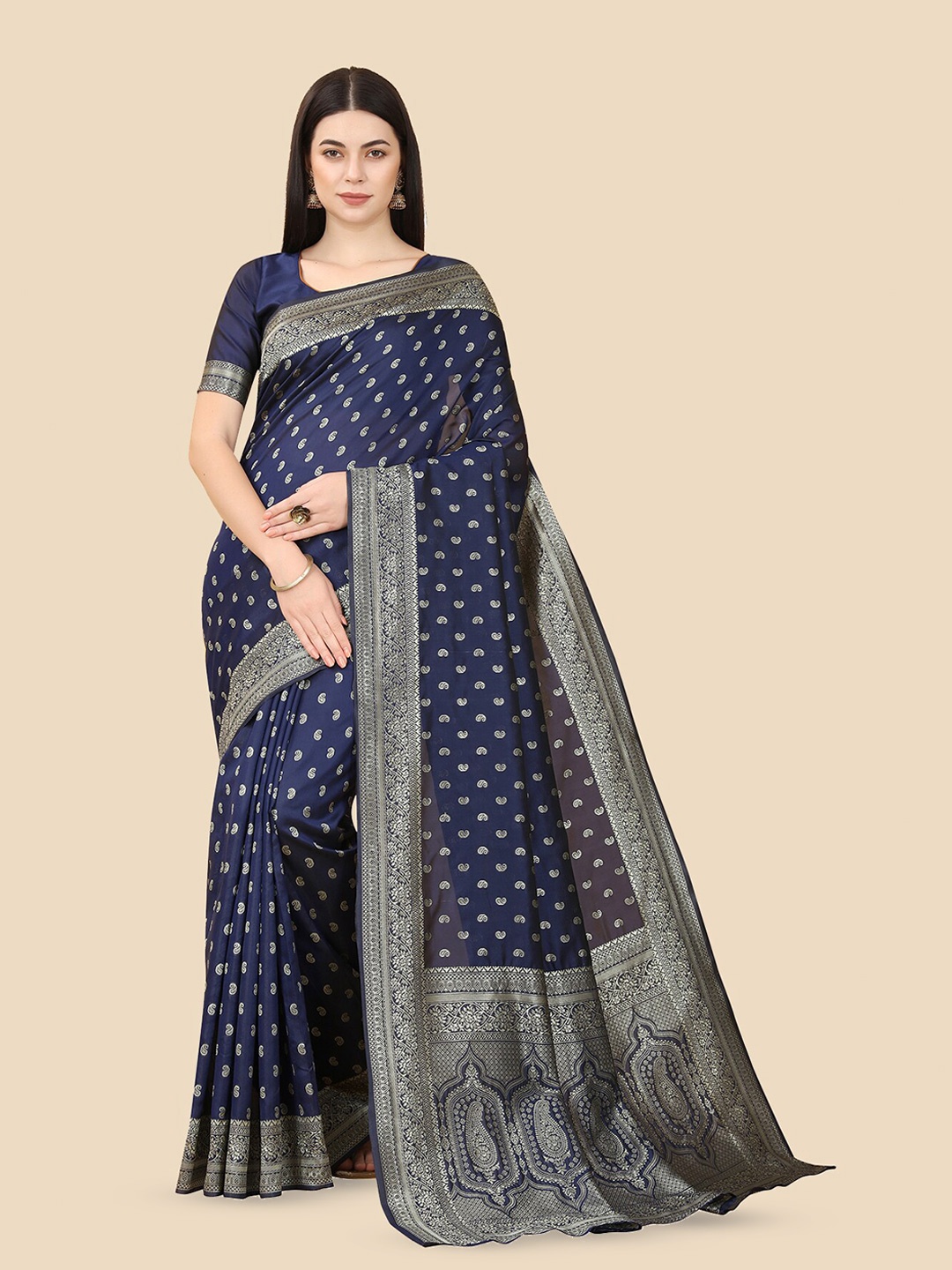 

BerMondsey Woven Design Zari Designer Banarasi Saree, Blue