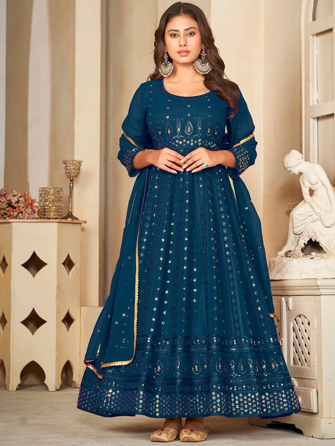 

Warthy Ent Embroidered Unstitched Dress Material, Teal