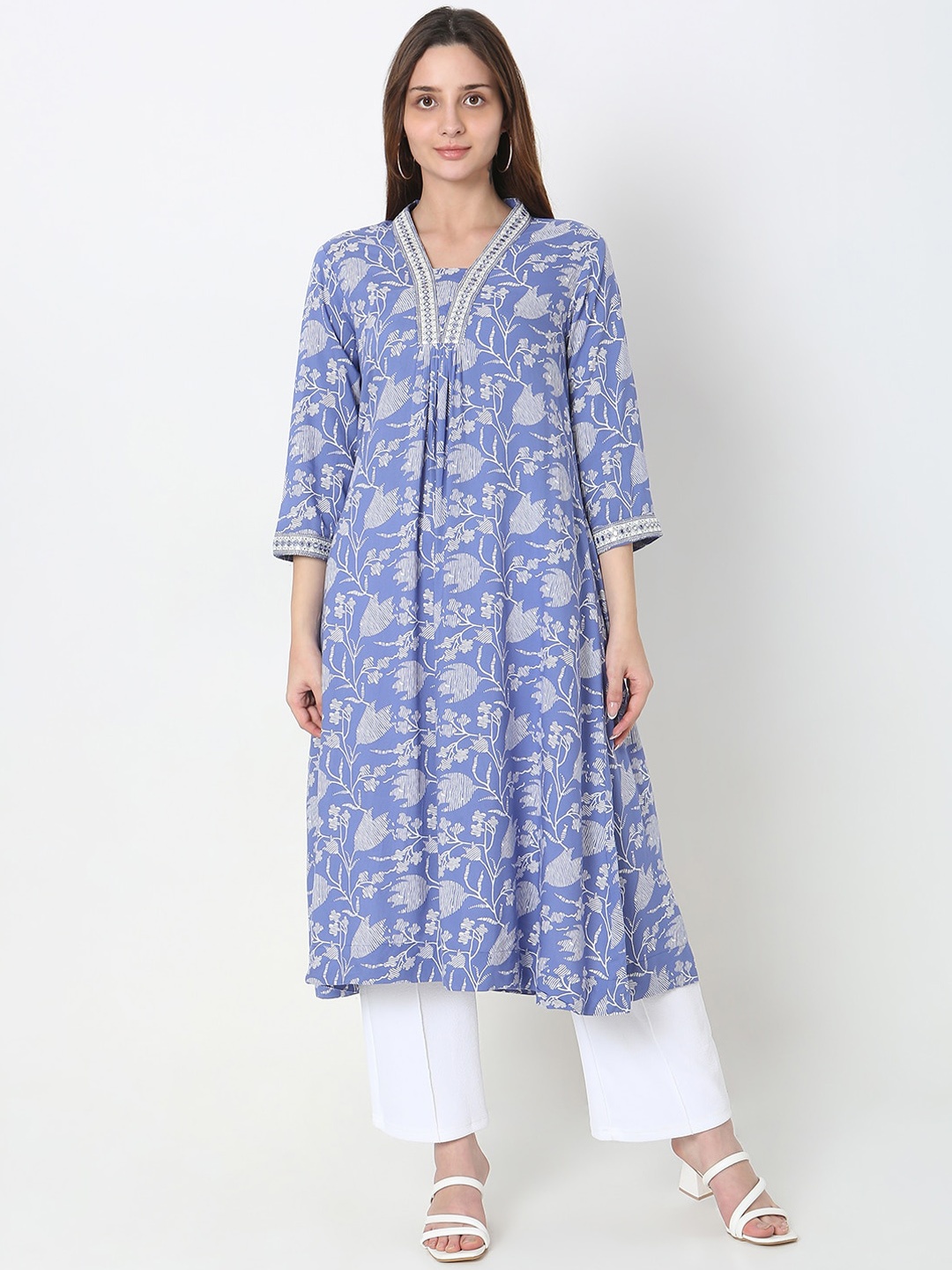 

Ethnicity Ethnic Motifs Printed A-Line Kurta, Blue