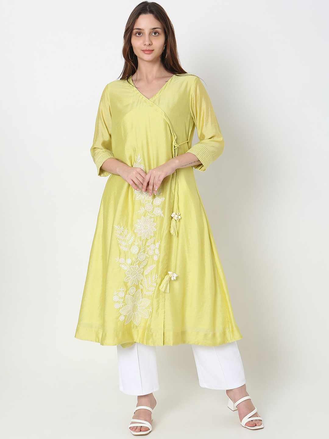 

Ethnicity Ethnic Motifs Embroidered Angrakha Kurta, Green