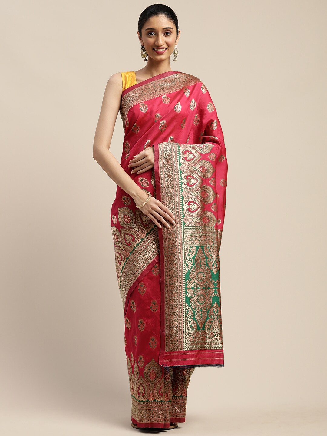 

Mitera Ethnic Motifs Zari Saree, Magenta
