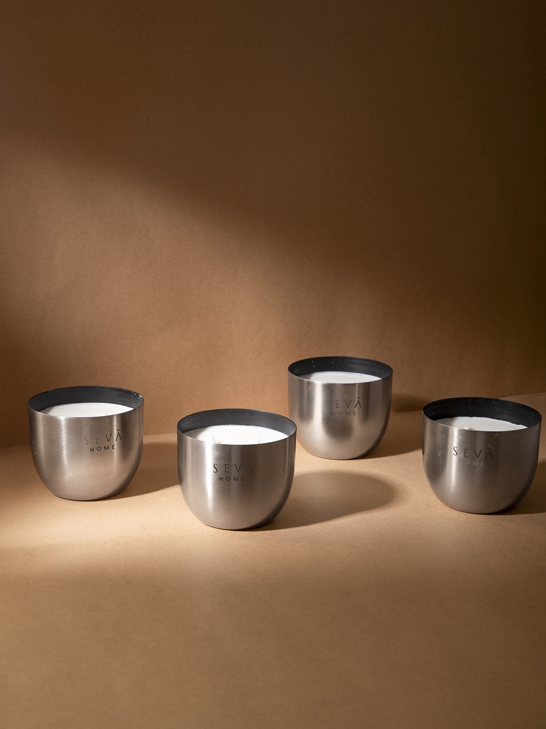 

Seva Home Set of 4 Silver-Toned Heirloom Candles