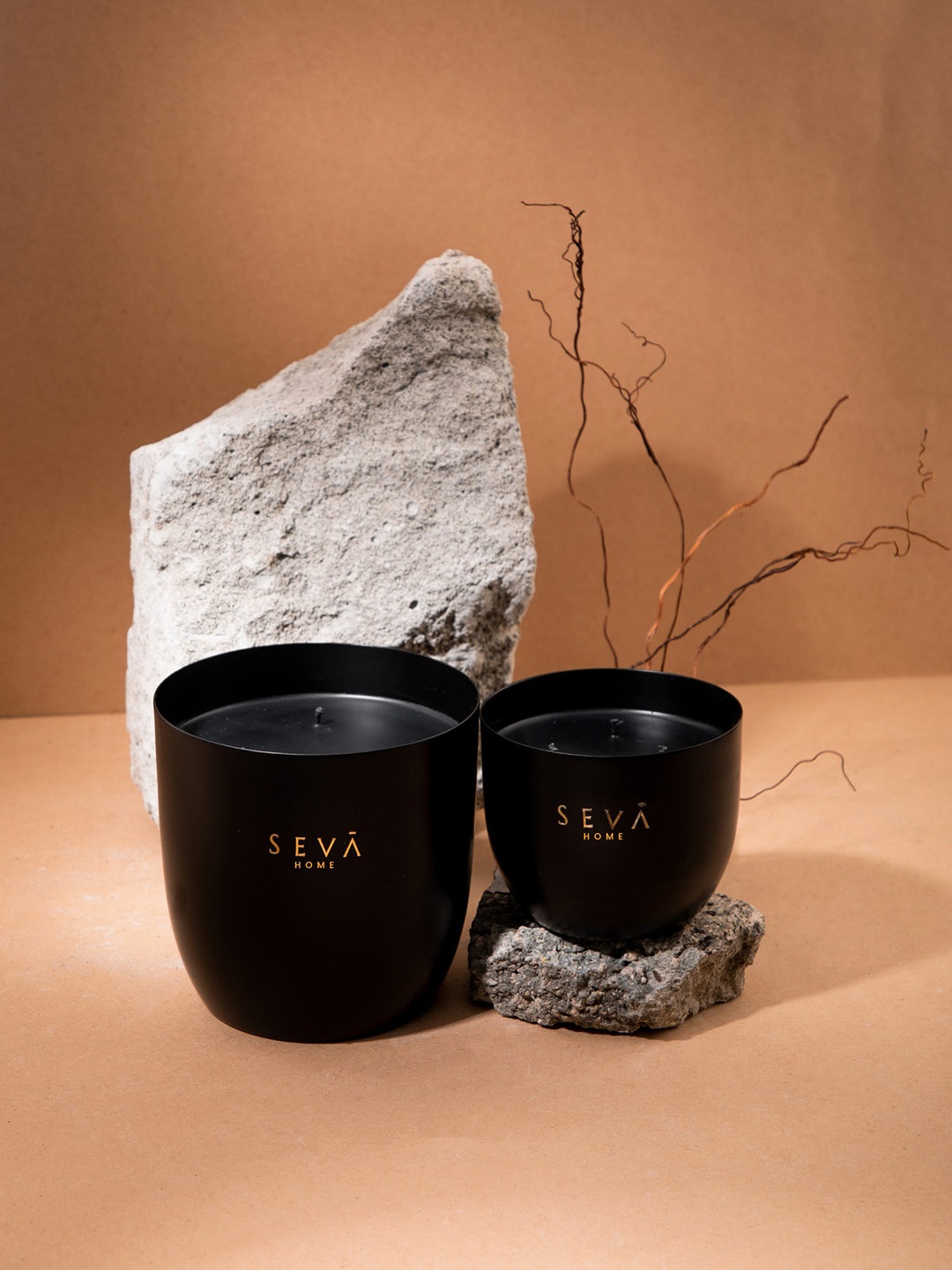 

Seva Home Set Of 2 Noir Heirloom Candles, Black