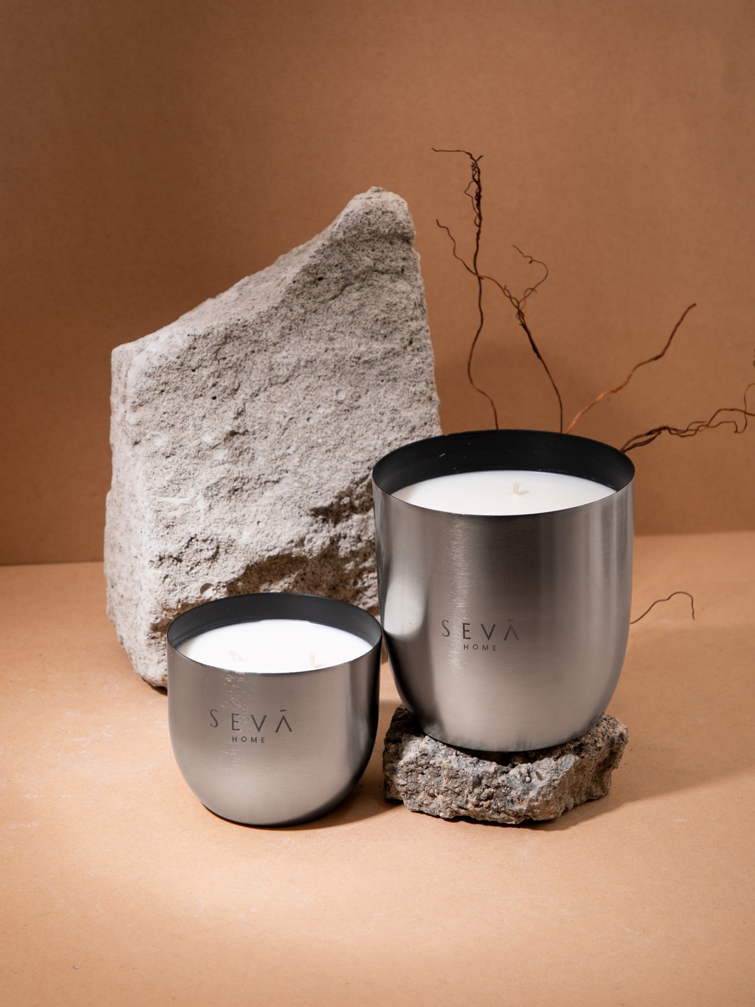 

Seva Home Set of 2 Silver-Toned Heirloom Candles - Aqua