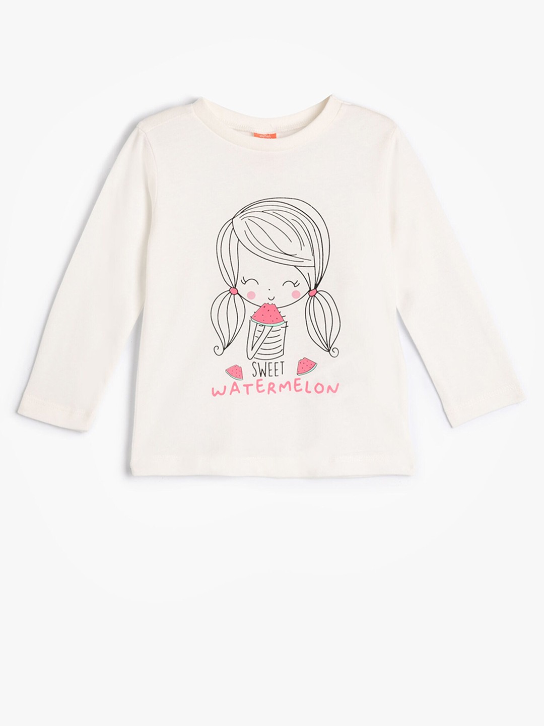 

Koton Girls Graphic Printed Long Sleeves Pure Cotton T-shirt, Beige
