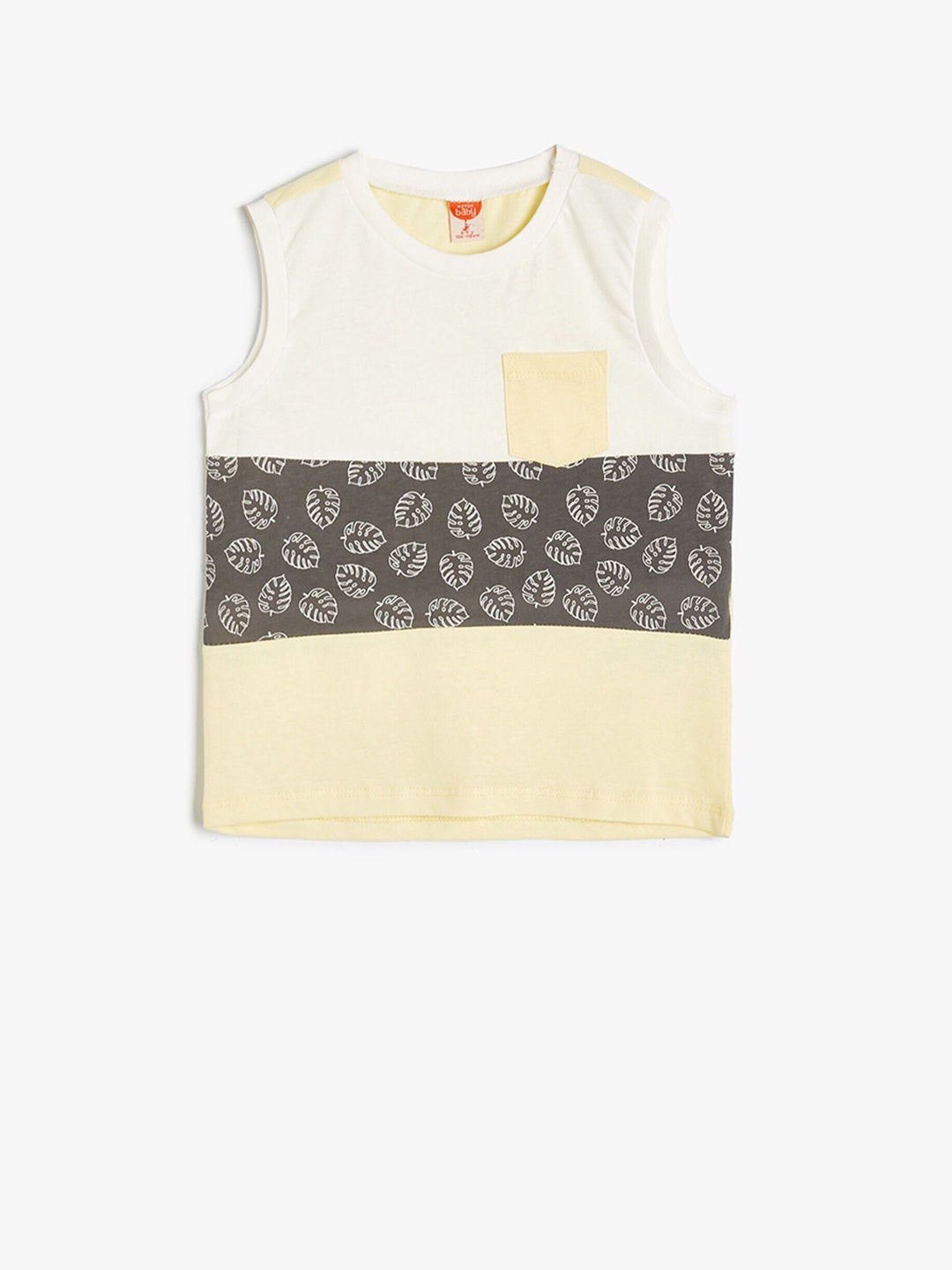 

Koton Boys Floral Printed Round Neck T-shirt, Beige