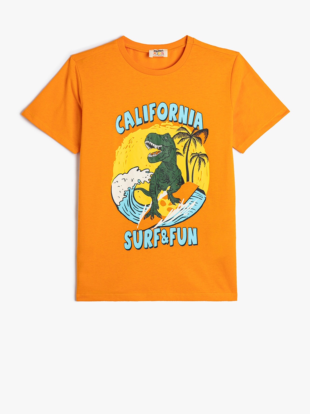 

Koton Boys Typography Printed Pure Cotton Casual T-shirt, Orange