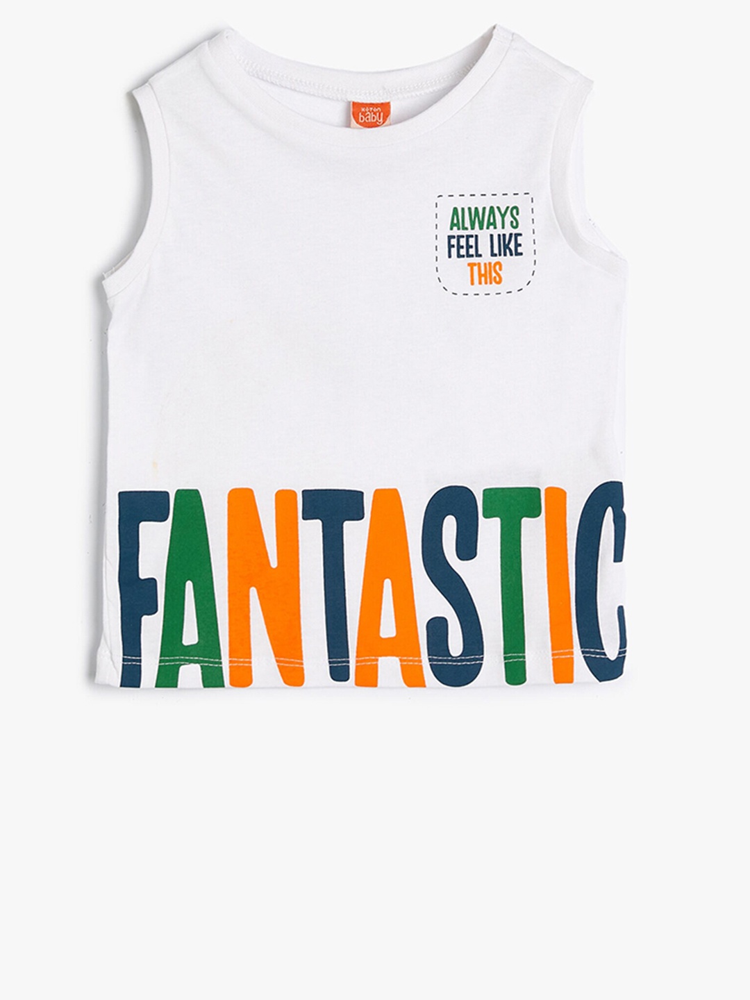 Koton Boys Typography Printed Pure Cotton T-Shirt, White